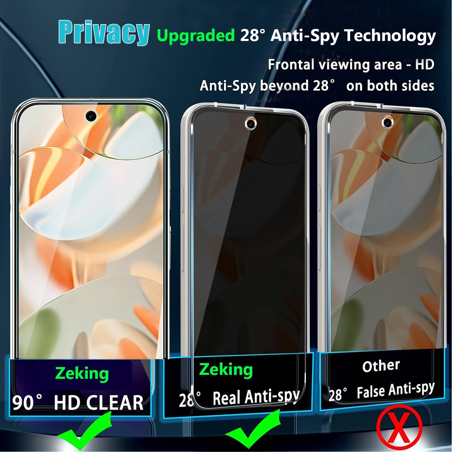 2-Pack for Google Pixel 9 Pro Fold Privacy Front Tempered Glass Screen Protector and 2-Pack Camera Lens Protector, Anti-Spy [Anti-Scratch] HD Clarity 9H Hardness [Bubble Free] · v2