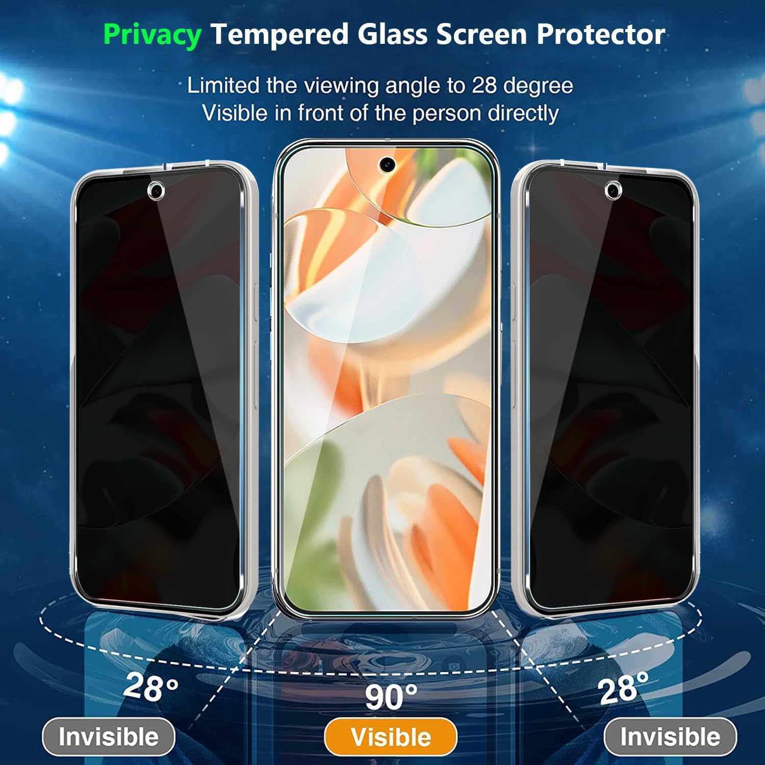 2-Pack for Google Pixel 9 Pro Fold Privacy Front Tempered Glass Screen Protector and 2-Pack Camera Lens Protector, Anti-Spy [Anti-Scratch] HD Clarity 9H Hardness [Bubble Free] · v2