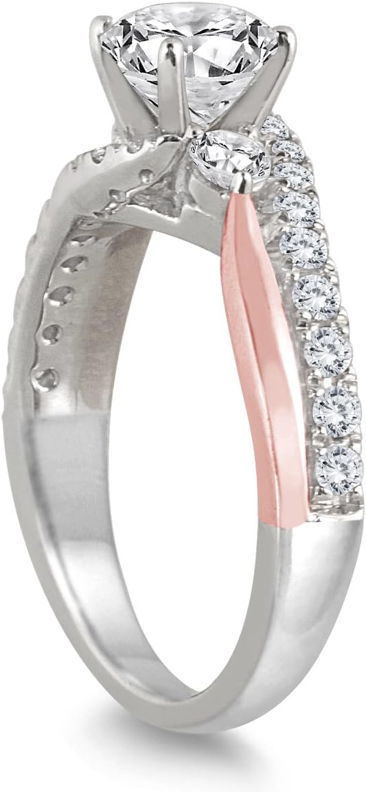 AGS Certified 1 1/4 Carat TW Diamond Engagement Ring in Two Tone 14K Rose and White Gold (J-K Color, I2-I3 Clarity) · v4