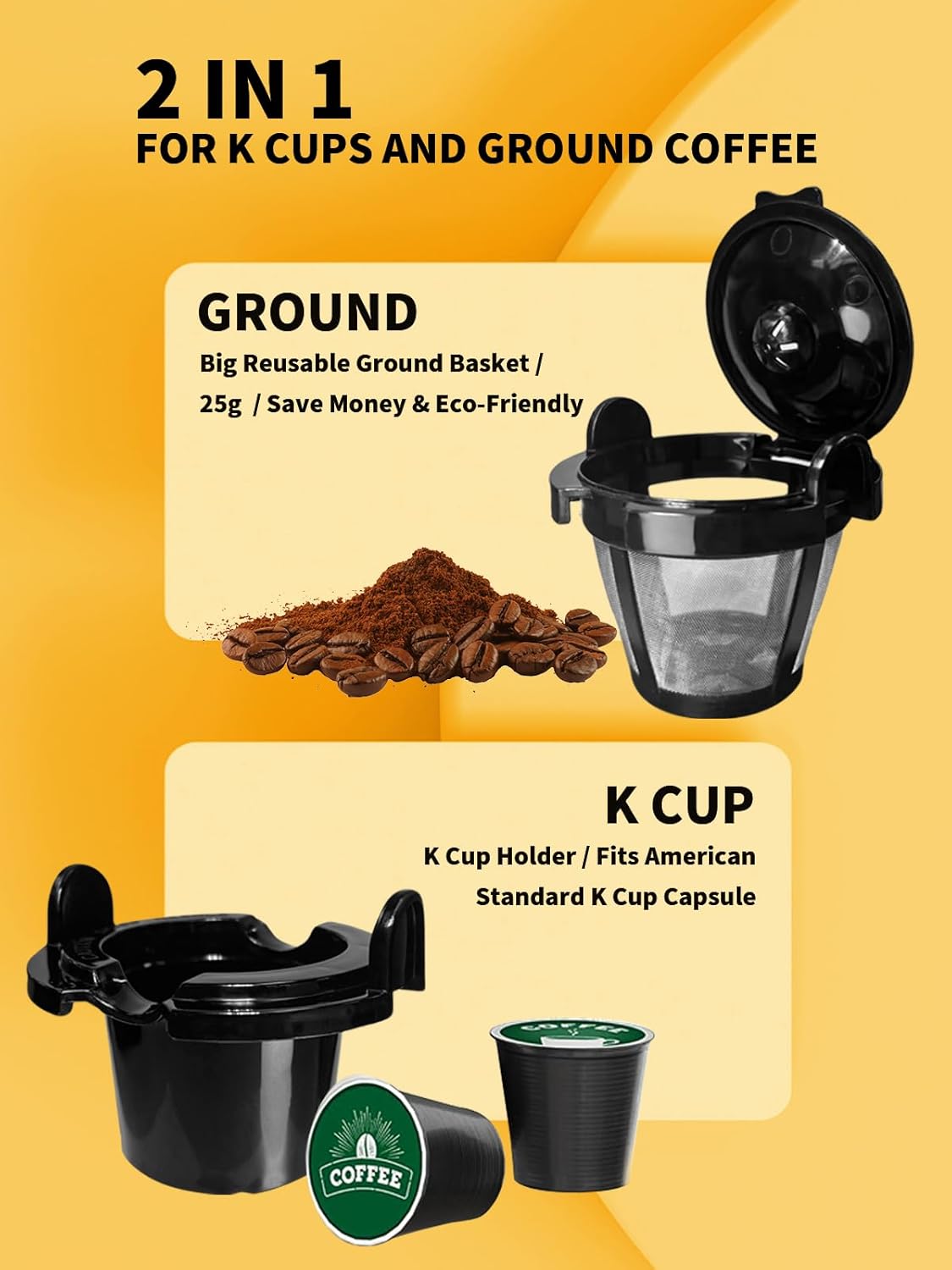 2 in 1 K Cup Coffee Maker, Iced Single Serve Coffee Maker for Capsule and Ground Coffee, One Cup Small Coffee Machine with Self-Cleaning Function, 8-14 oz Brew Size · v3