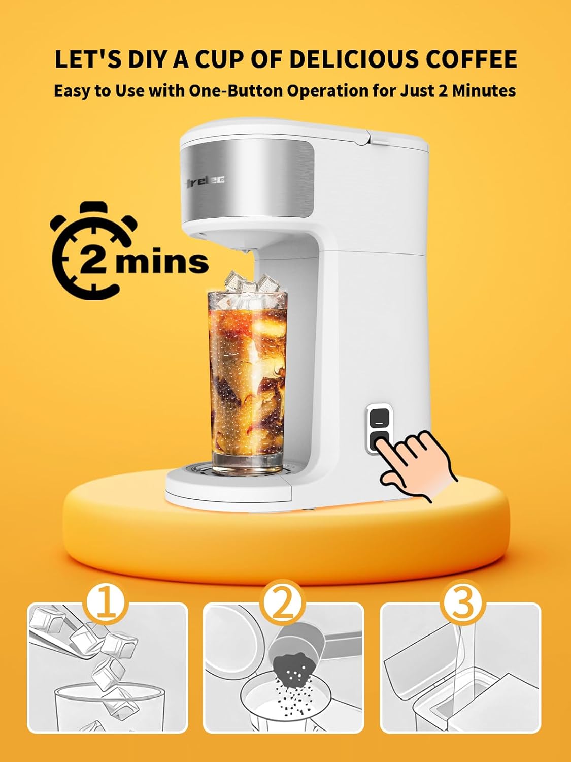 2 in 1 K Cup Coffee Maker, Iced Single Serve Coffee Maker for Capsule and Ground Coffee, One Cup Small Coffee Machine with Self-Cleaning Function, 8-14 oz Brew Size · v3