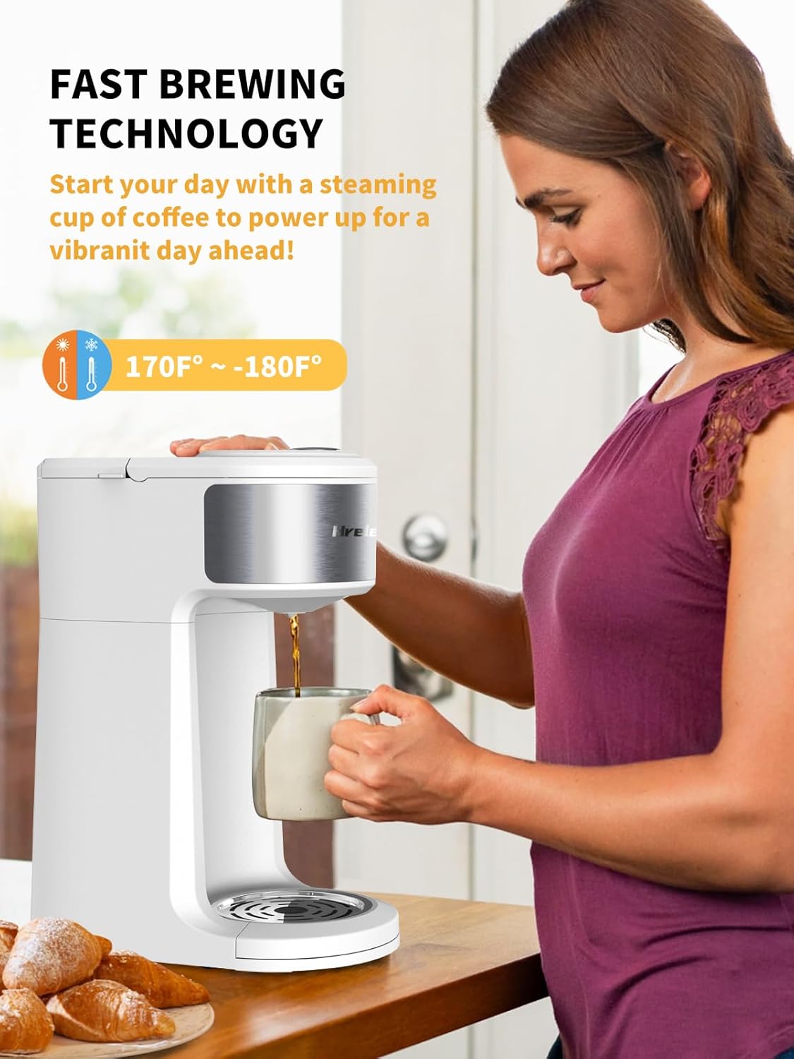 2 in 1 K Cup Coffee Maker, Iced Single Serve Coffee Maker for Capsule and Ground Coffee, One Cup Small Coffee Machine with Self-Cleaning Function, 8-14 oz Brew Size · v3