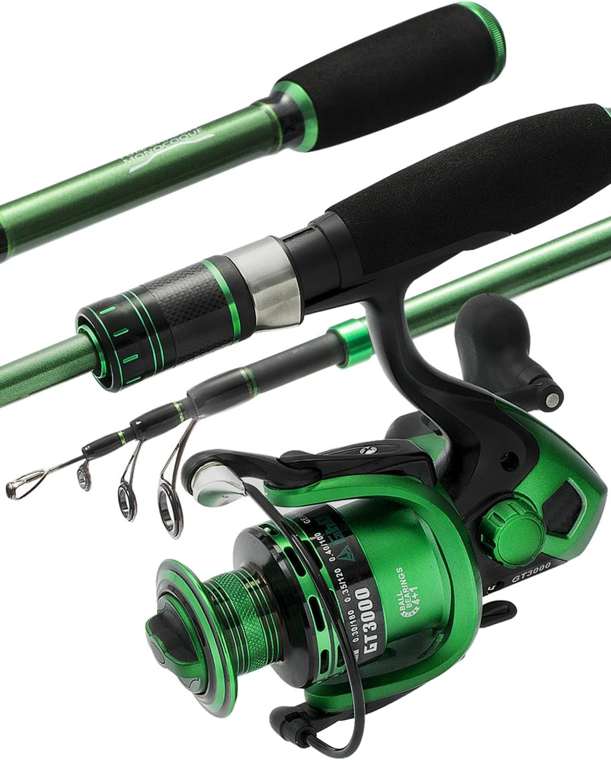 Ghosthorn Fishing Rod and Reel Combo, Graphite Telescoping Fishing Pole Collapsible Travel Compact Rod for Freshwater Saltwater Fishing Gifts for Men Women (Fishing Rod Reel(No LuresLine), 2.1M 7FT)