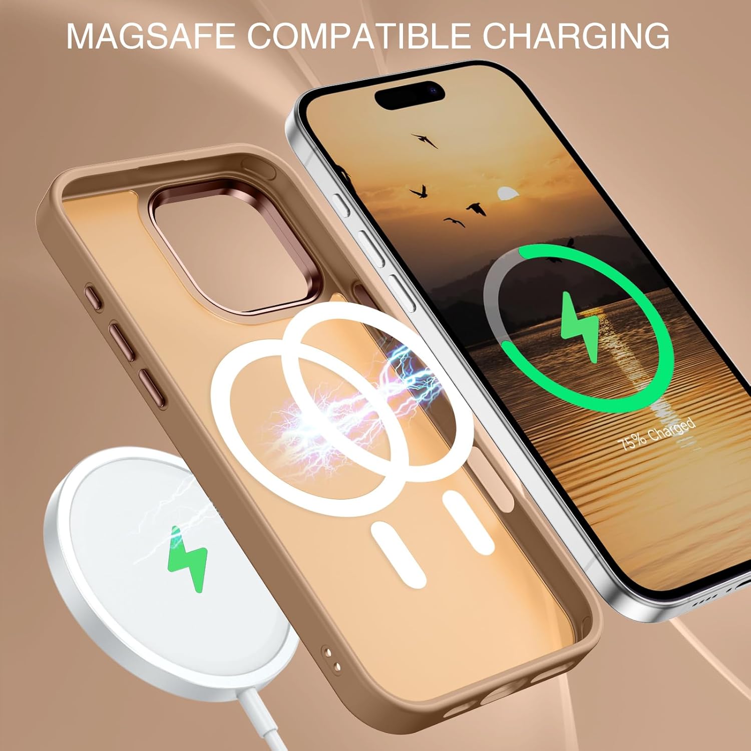 BENTOBEN for iPhone 16 Pro Max Case, Phone case iPhone 16 Pro Max Magnetic Case [Compatible with Mag Safe] Translucent Matte Slim Shockproof Protective Cover for iPhone 16 Pro Max 6.12 Brown
