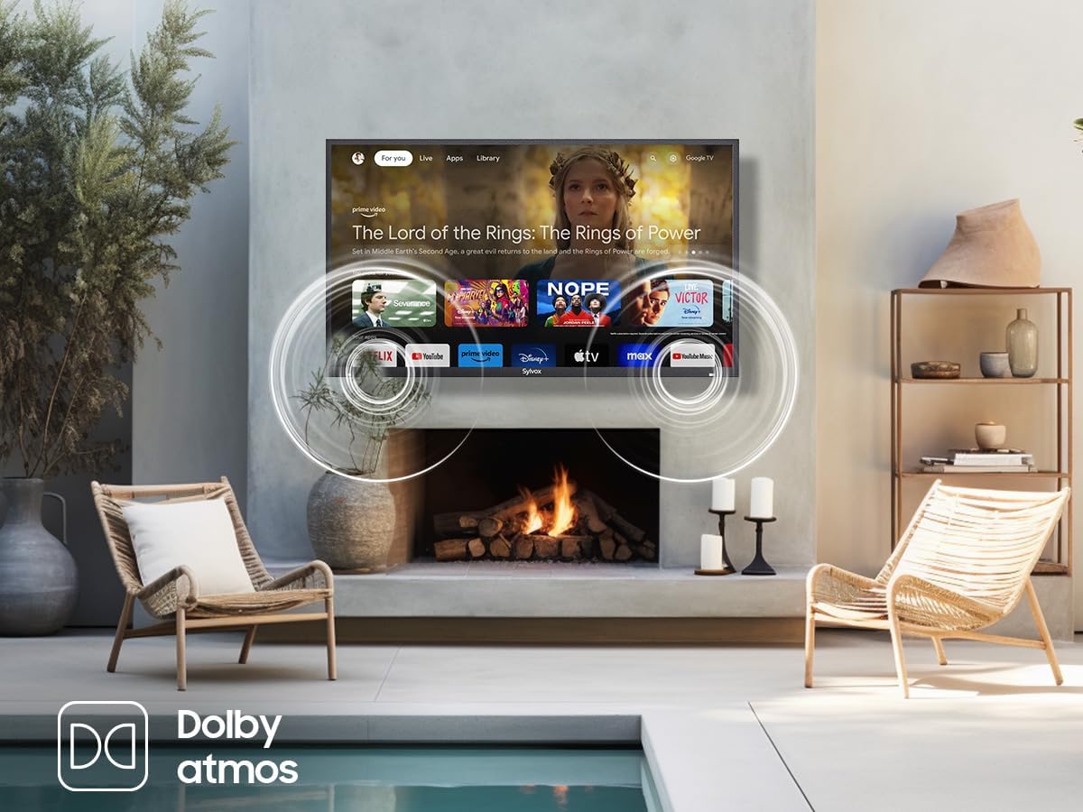 TV per esterni SYLVOX da 65 pollici con soundbar, 4K, HDR 10, resistente alle intemperie, 1000 nits, telecomando con assistente vocale, per aree solari parziali (Deck Pro 2.0, ultimo modello)