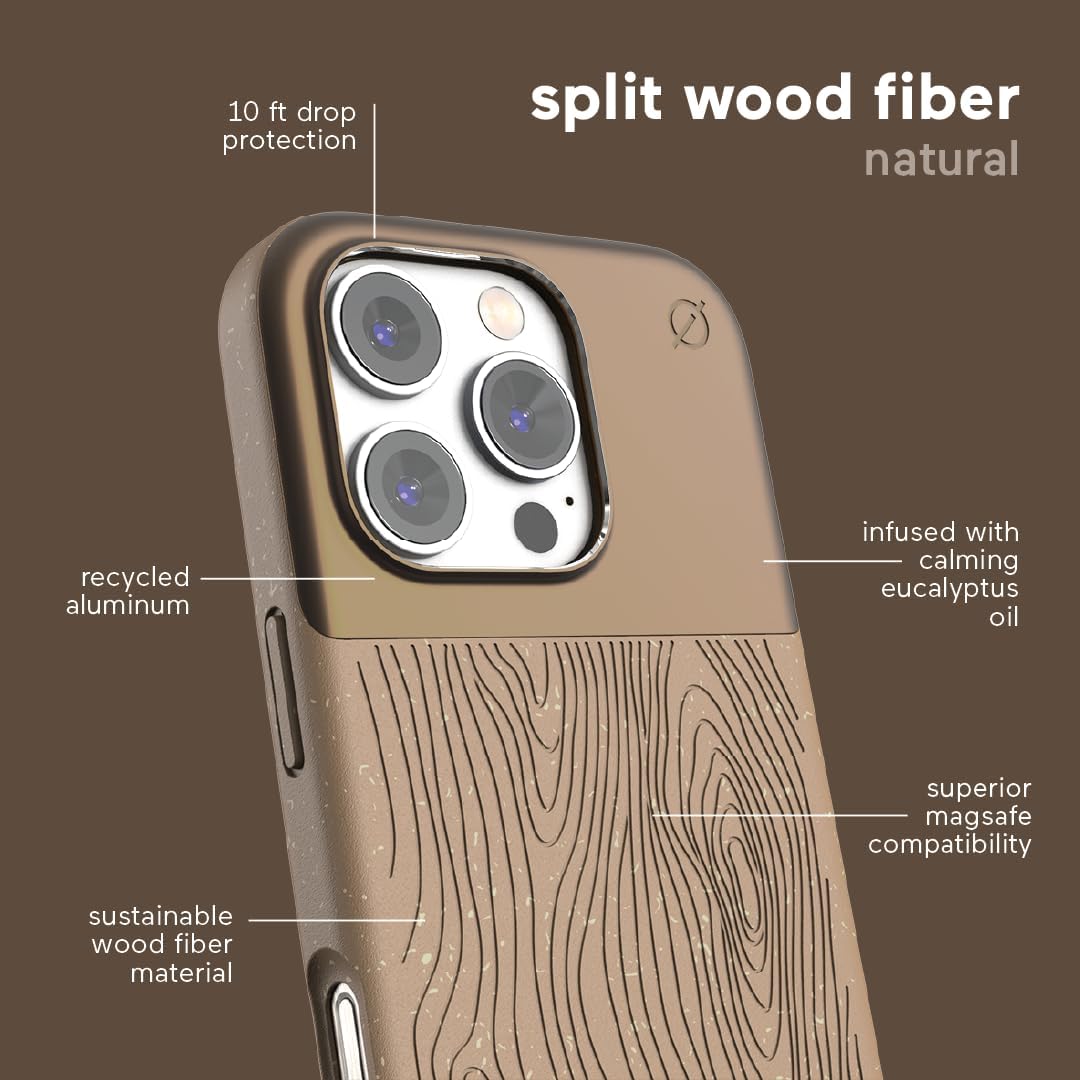 for iPhone 16 Pro Max Case Magnetic,[Compatible with Magsafe][10 Ft Drop Protection] Wood Fiber Dropproof Tough Rugged Shockproof Phone Case for iPhone 16 Pro Max (6.9) - Wood/Aluminium