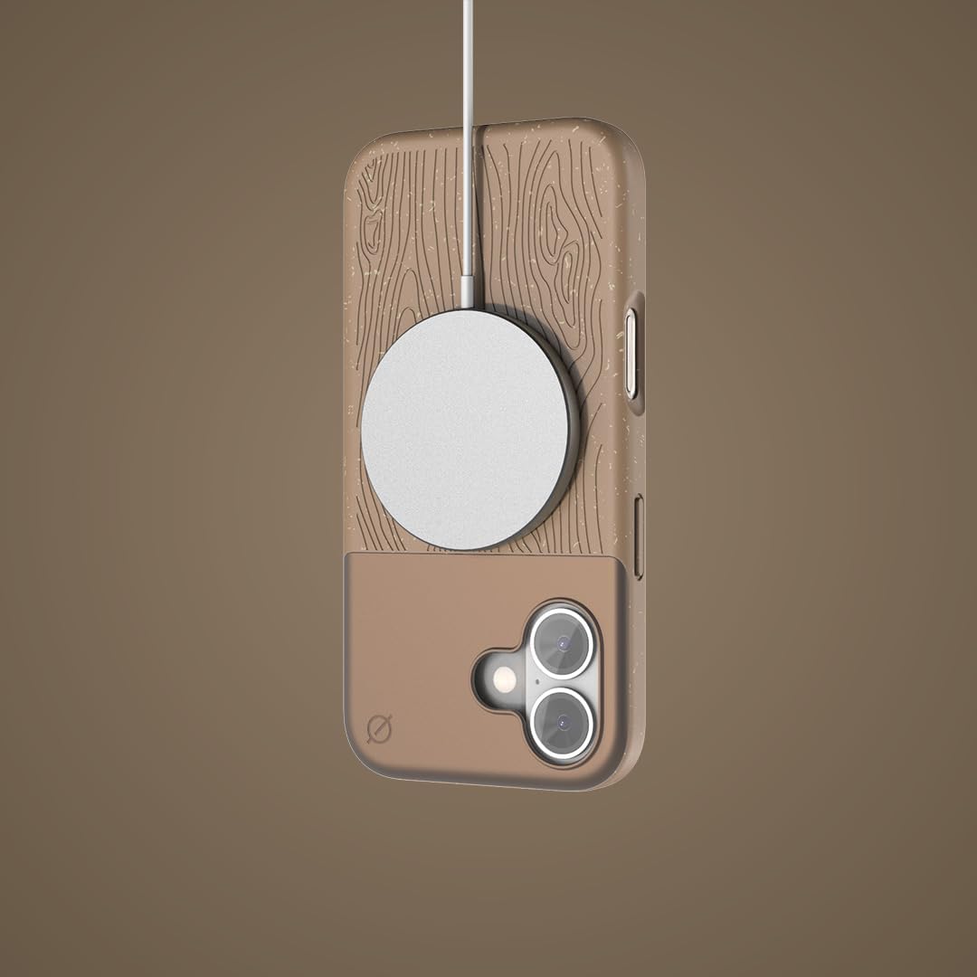 for iPhone 16 Pro Max Case Magnetic,[Compatible with Magsafe][10 Ft Drop Protection] Wood Fiber Dropproof Tough Rugged Shockproof Phone Case for iPhone 16 Pro Max (6.9) - Wood/Aluminium