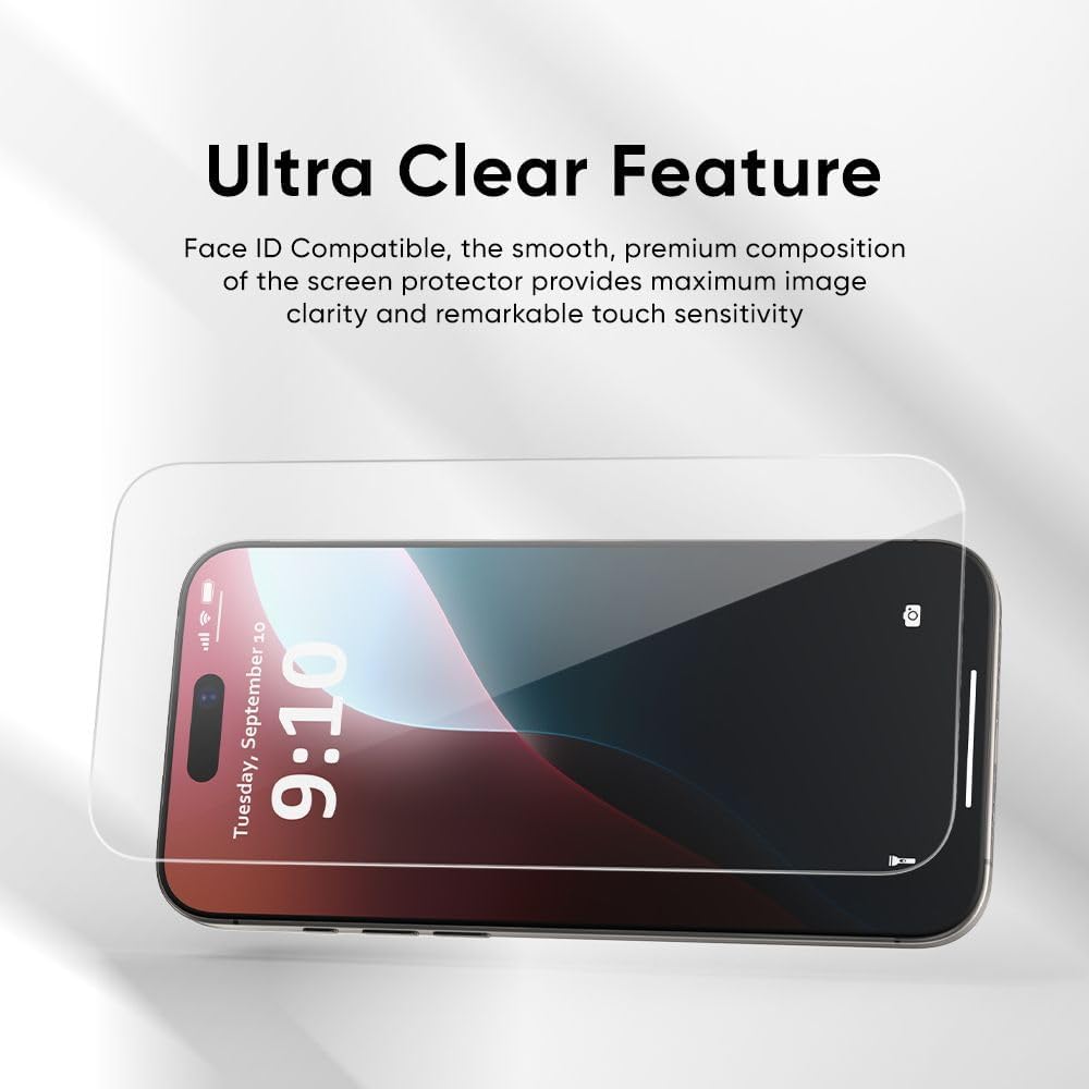 FLOLAB NanoArmour ONETIME for iPhone 16 Ekran Koruyucu, Kılıf Dostu, Temperli Cam, Ultra Şeffaf, Kenar Takviyeli, Kolay Kurulum, Tozsuz, Çizilmeye Dayanıklı - 2'li Paket