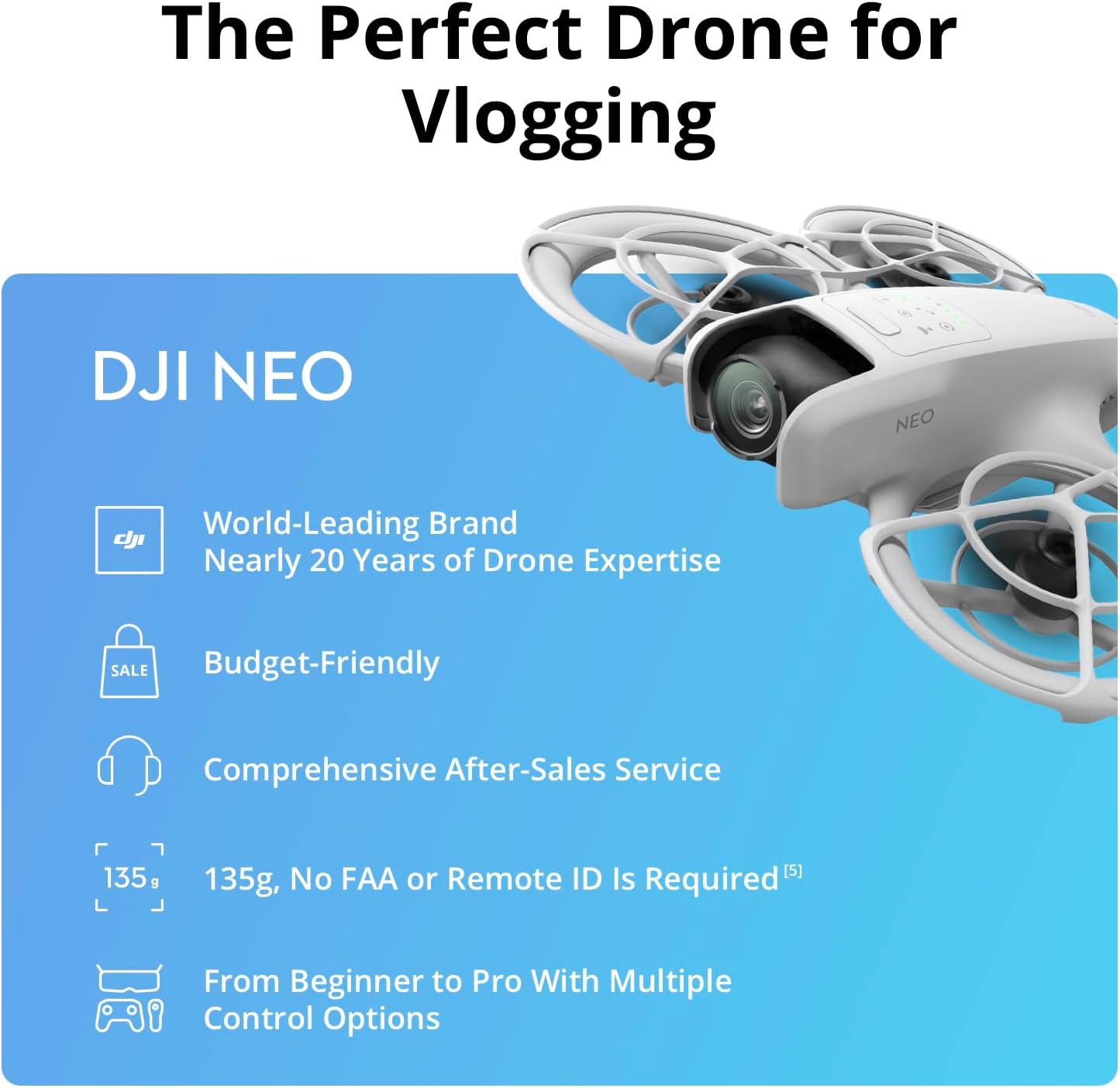 DJI Neo Three-Battery Combo โดรนขนาดเล็กพร้อมกล้อง 4K UHD สำหรับผู้ใหญ่ โดรนบินเองได้ 135 กรัมที่ติดตามคุณ การบินขึ้นโดยใช้ฝ่ามือ การติดตามวัตถุด้วย AI QuickShots วิดีโอที่เสถียร (ไม่ต้องใช้คอนโทรลเลอร์)
