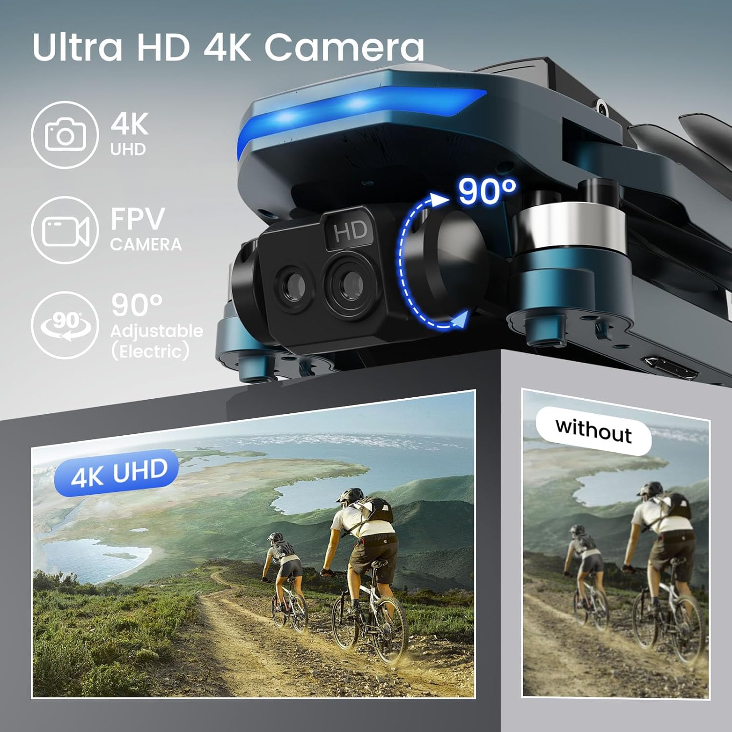 Brushless Motor Drone,90° Adjustable 4K FPV,APP control,40min Flight Time,Indoor Obstacle Avoidance,Optical Flow Positioning,Gesture Photography,360° Flip,Eyond-Range Loss Alert, Toys Gifts for Men Boys · v12