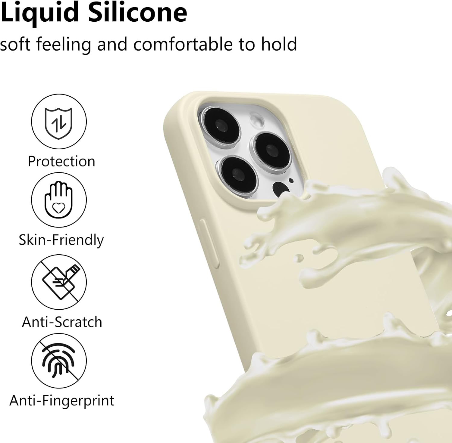 ZTOFERA Crossbody Case for iPhone 16 Pro with Lanyard Strap Adjustable Rope, Liquid Silicone Soft Cover for iPhone 16 Pro 6.3 inch-Beige · v2