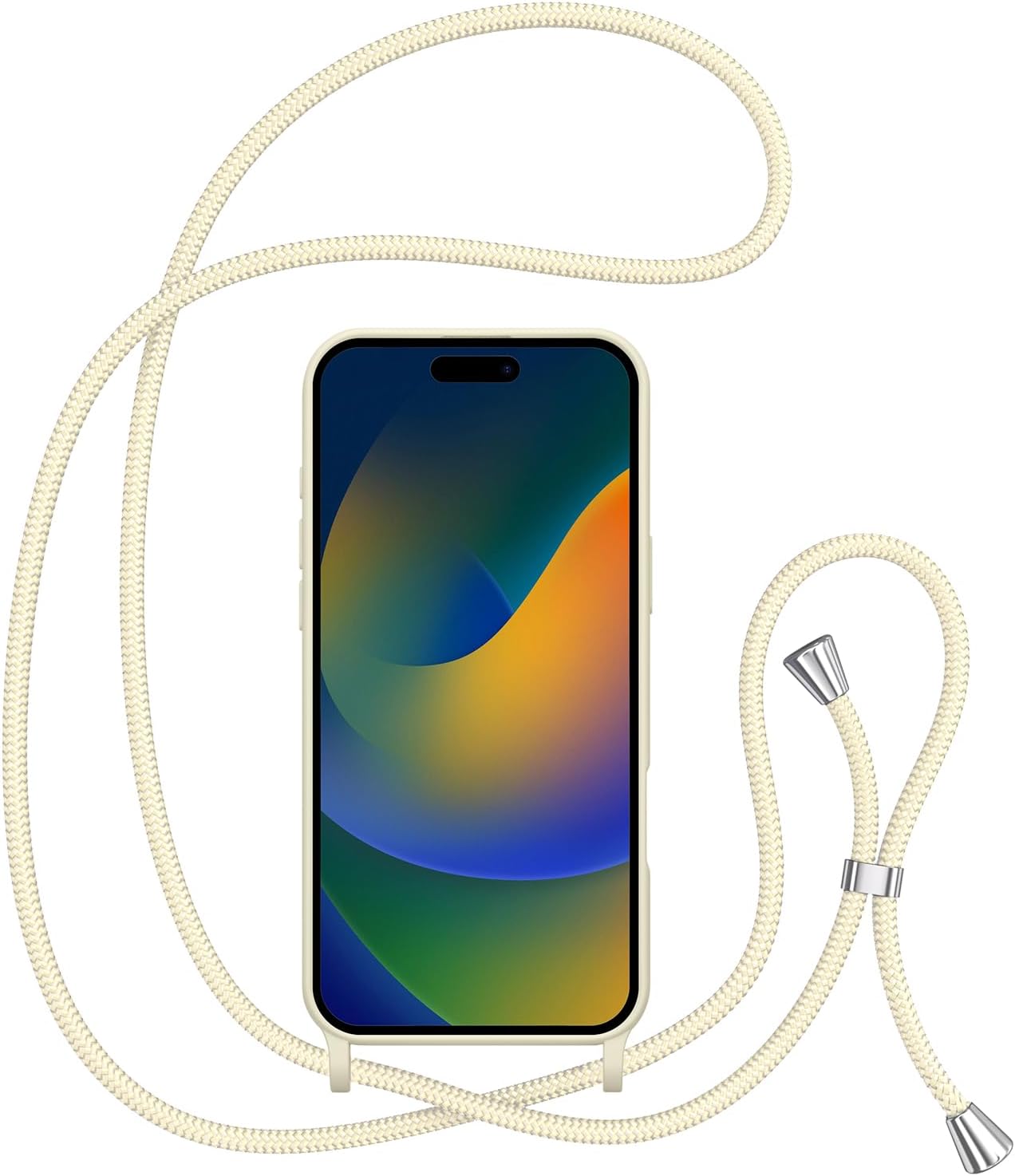 ZTOFERA Crossbody Case for iPhone 16 Pro with Lanyard Strap Adjustable Rope, Liquid Silicone Soft Cover for iPhone 16 Pro 6.3 inch-Beige · v2