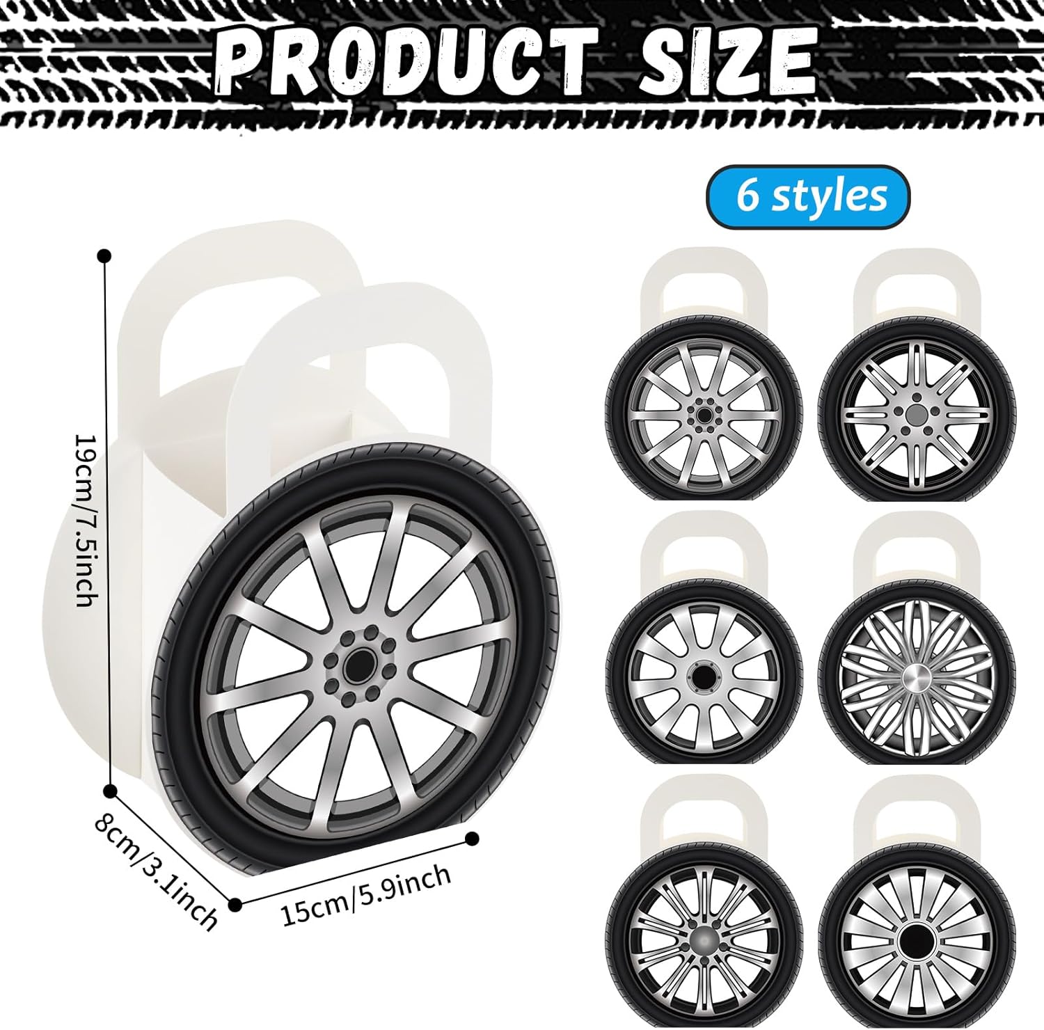 12Pcs Race Car Wheels Party Gift Boxes for Race Car Party Decorations Car Wheels Shaped Treat Boxes Racing Car Birthday Party Candy Boxes with Handle for Boys Kids Birthday Baby Shower Party Supplies · v2