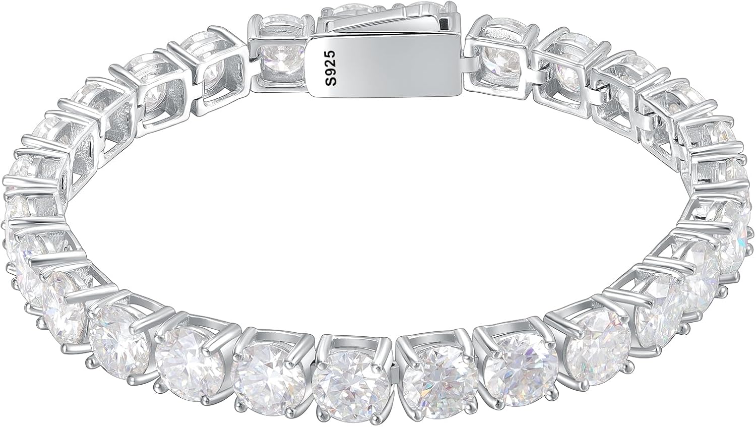 Gems Beauty Moissanite Tennis Bracelet – Lab-Created D Color/VVS1 Clarity 925 Silver Plated 18k White Gold Bracelet for Women and Men 3mm - 5mm GRA Certified Gift · v5