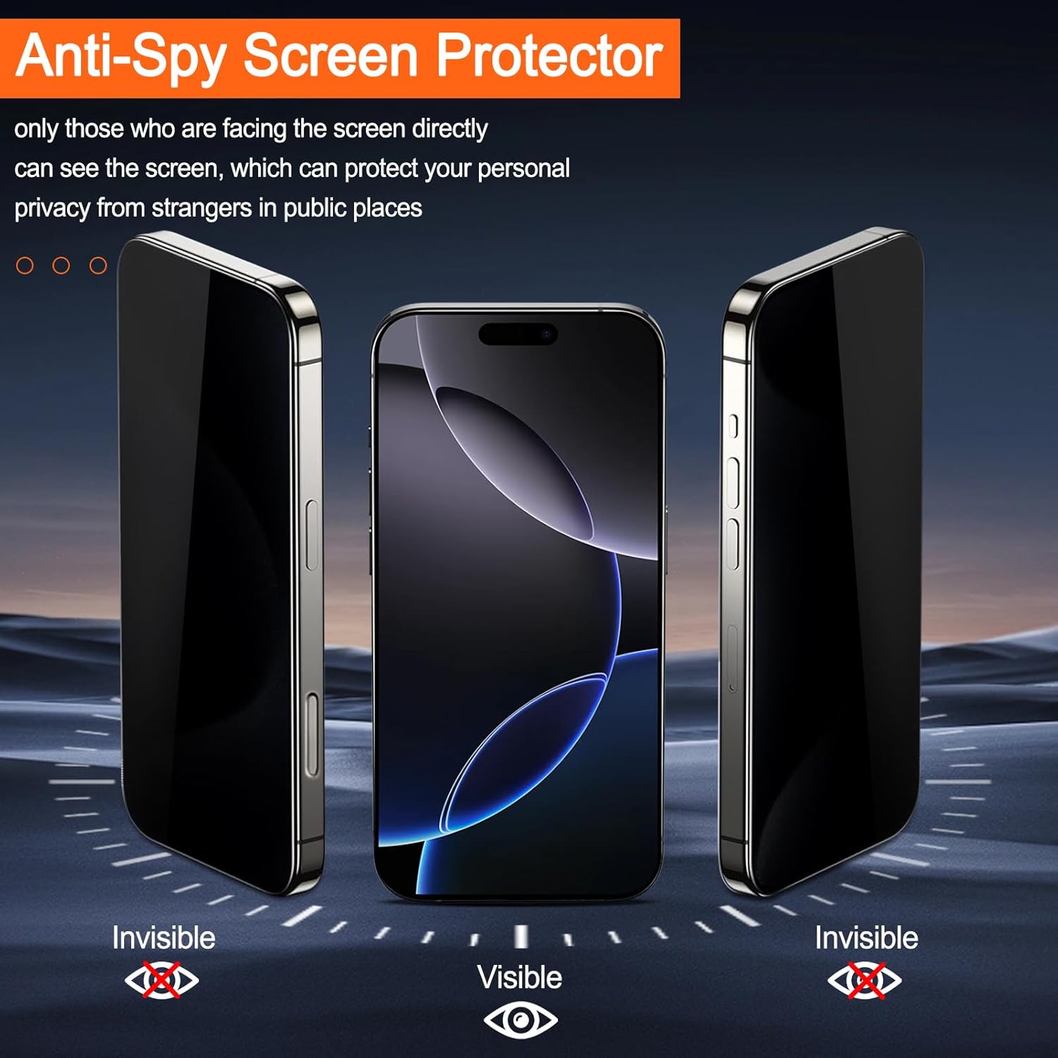 MONASAY Privacy Glass Screen Protector [1 Pack] Fit for iPhone 16 Pro 6.3 inch[1-Pack Camera Lens Protector][Easy Installation] Glossy anti-peep tempered screen Film Case Friendly
