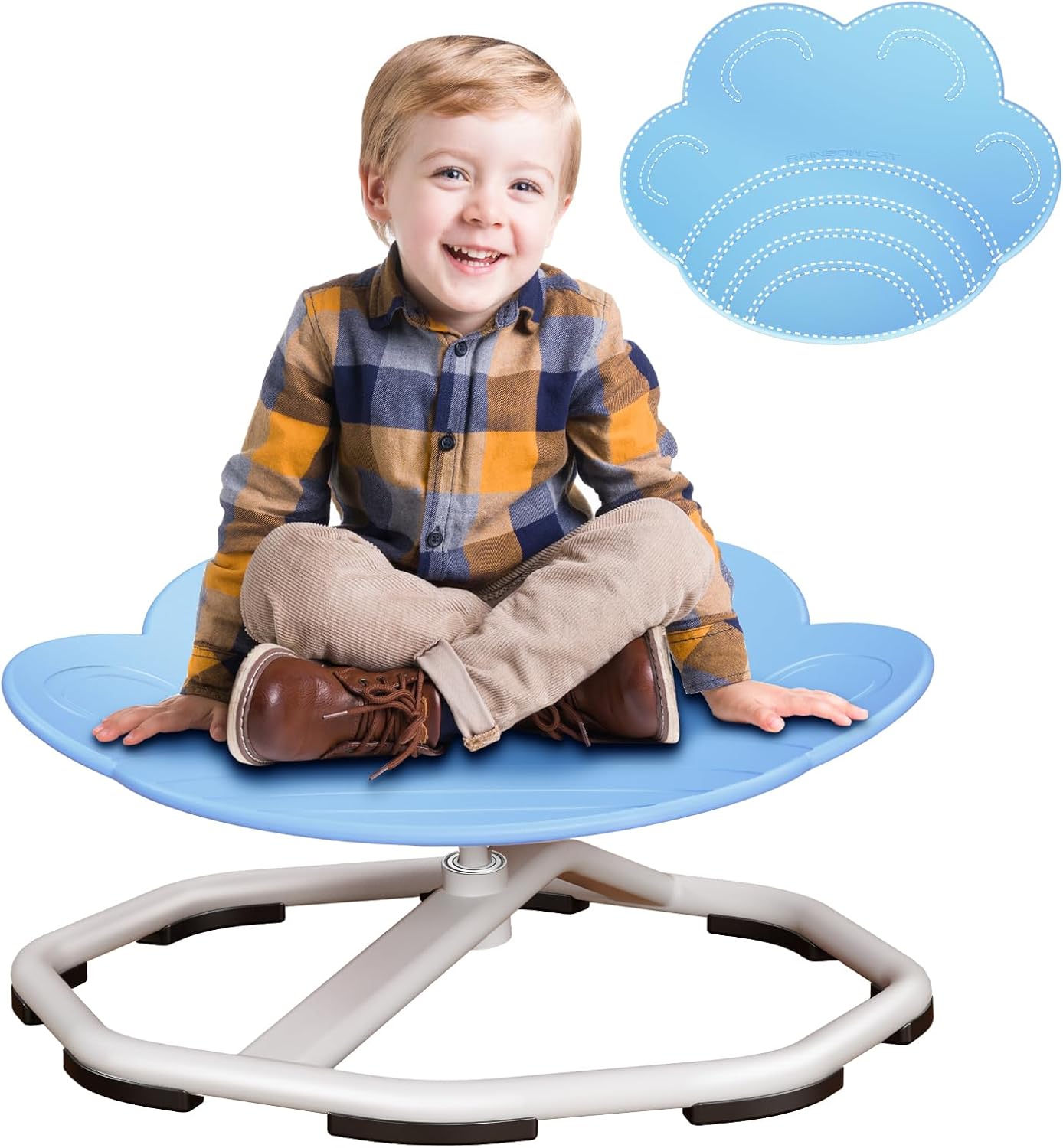 Sensory Swivel Chairs for Kids, Spinning Chair for Autistic Kids, Sit and Spin Sensory Toys, Training Body Coordination, Autism ADHD Chairs Indoor Outdoor Play Equipment (Blue) · v4