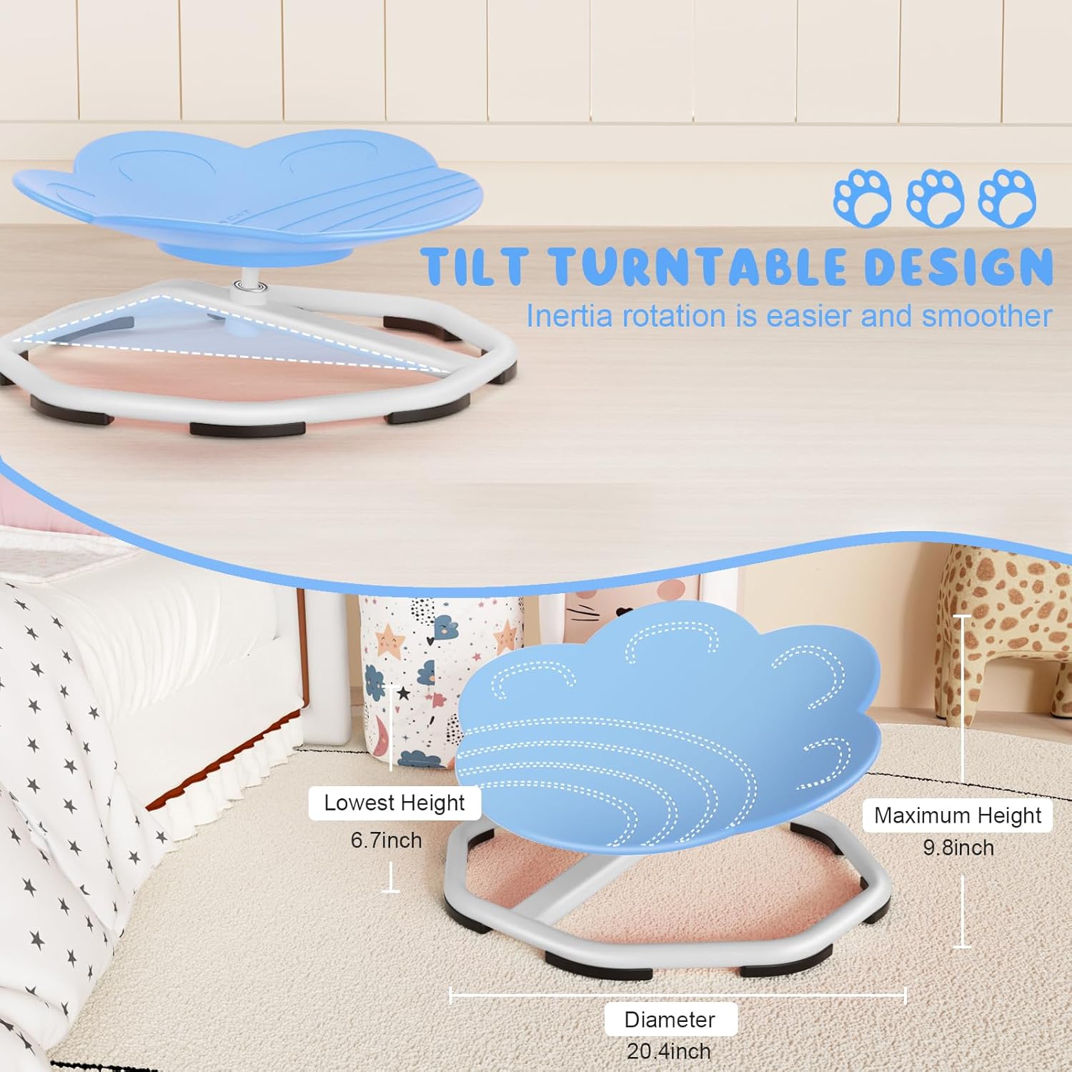 Sensory Swivel Chairs for Kids, Spinning Chair for Autistic Kids, Sit and Spin Sensory Toys, Training Body Coordination, Autism ADHD Chairs Indoor Outdoor Play Equipment (Blue) · v4