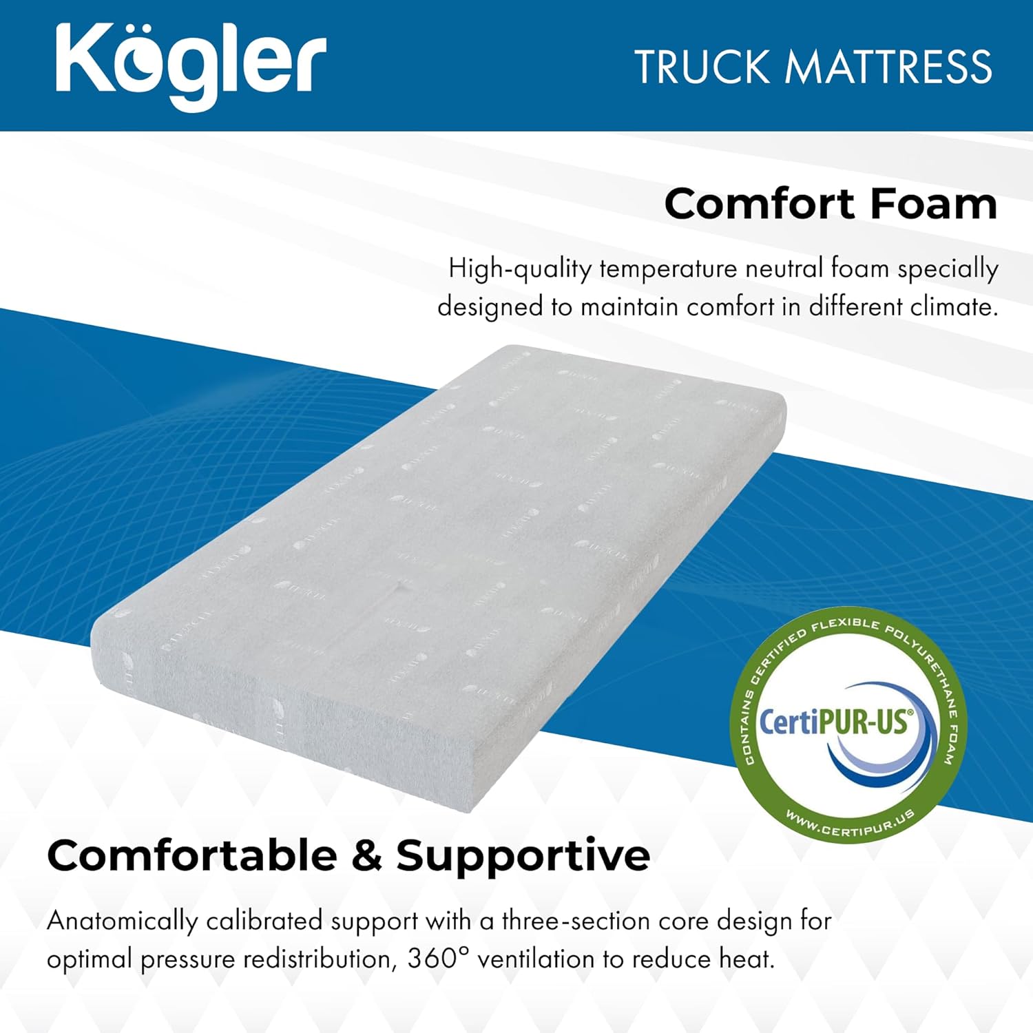 Premium 7-Inch Thick High-Density Foam Semi-Truck  RV Mattress with Gel-Infused Memory Foam – Luxury Comfort on The Road - 36x80x7 · v2