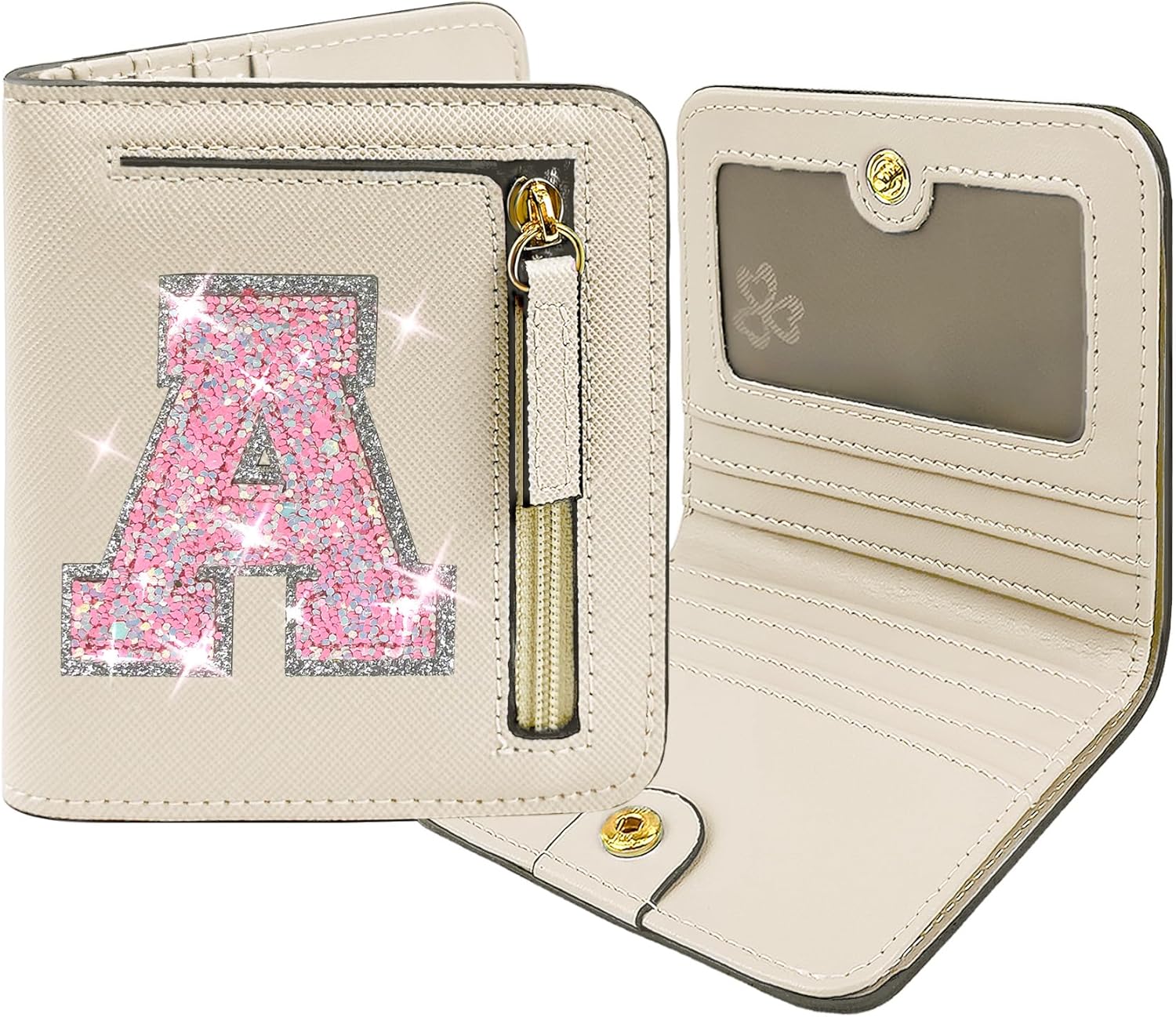 COSHAYSOO İlk RFID Cüzdan Genç Kızlar İçin Küçük Kadınlar Doğum Günü Mezuniyet Noel Hediyesi Preppy Trendy Sevimli Girly Stuff Girly Stuff Seyahat Günlük İhtiyaçlar İki Katlı İnce Değişim Mektup Çanta Krem A