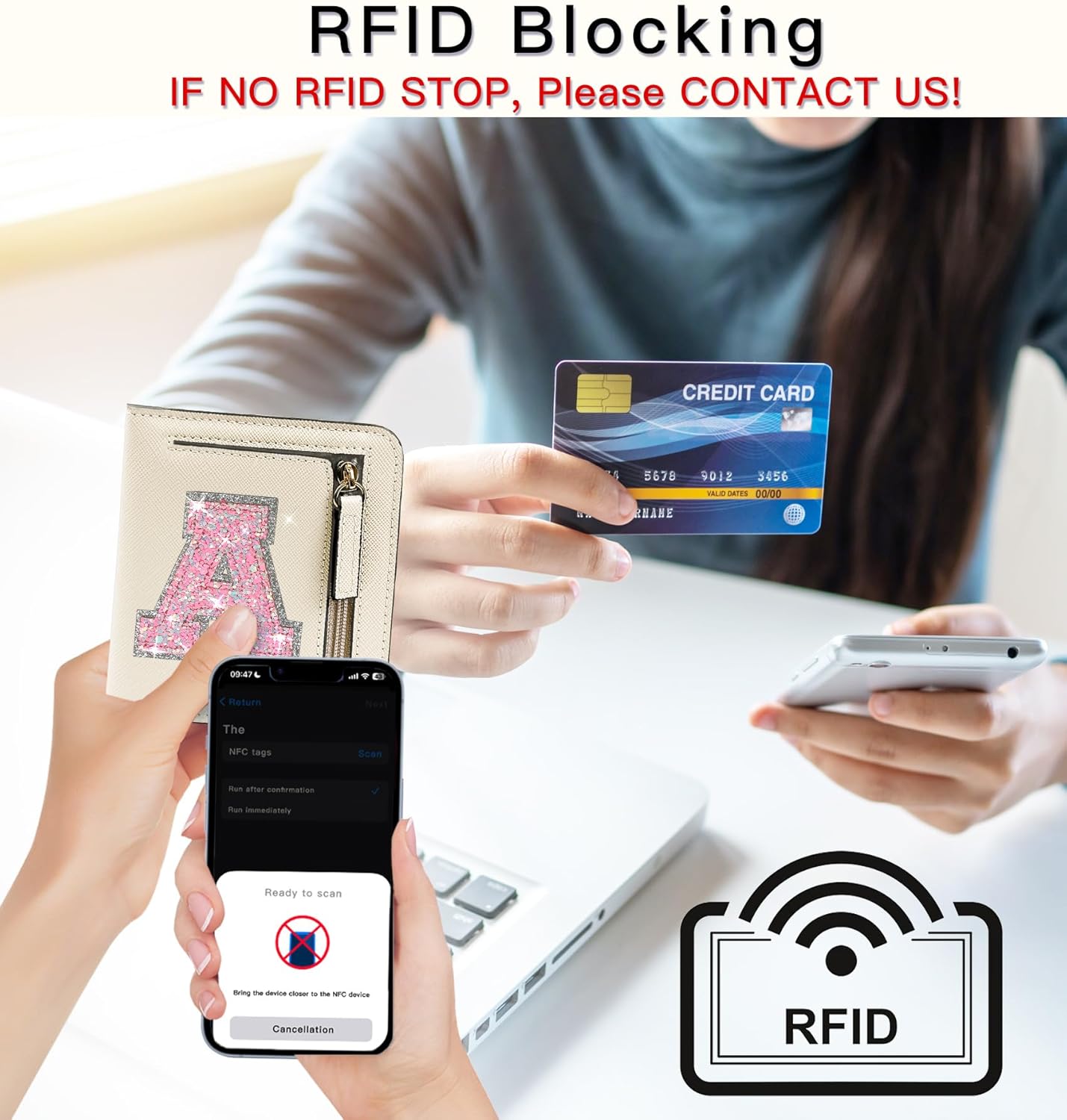 COSHAYSOO İlk RFID Cüzdan Genç Kızlar İçin Küçük Kadınlar Doğum Günü Mezuniyet Noel Hediyesi Preppy Trendy Sevimli Girly Stuff Girly Stuff Seyahat Günlük İhtiyaçlar İki Katlı İnce Değişim Mektup Çanta Krem A