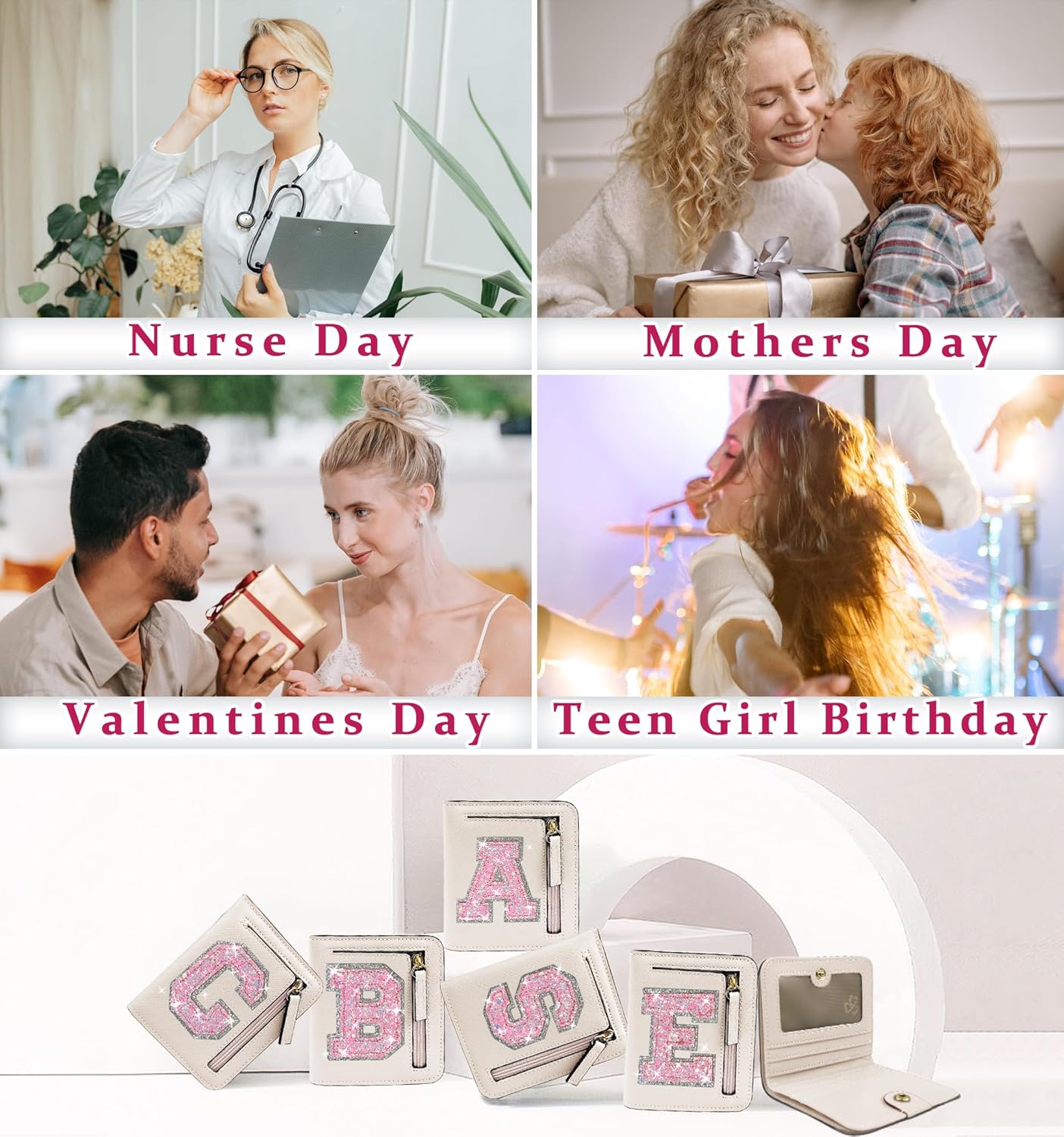 COSHAYSOO İlk RFID Cüzdan Genç Kızlar İçin Küçük Kadınlar Doğum Günü Mezuniyet Noel Hediyesi Preppy Trendy Sevimli Girly Stuff Girly Stuff Seyahat Günlük İhtiyaçlar İki Katlı İnce Değişim Mektup Çanta Krem A