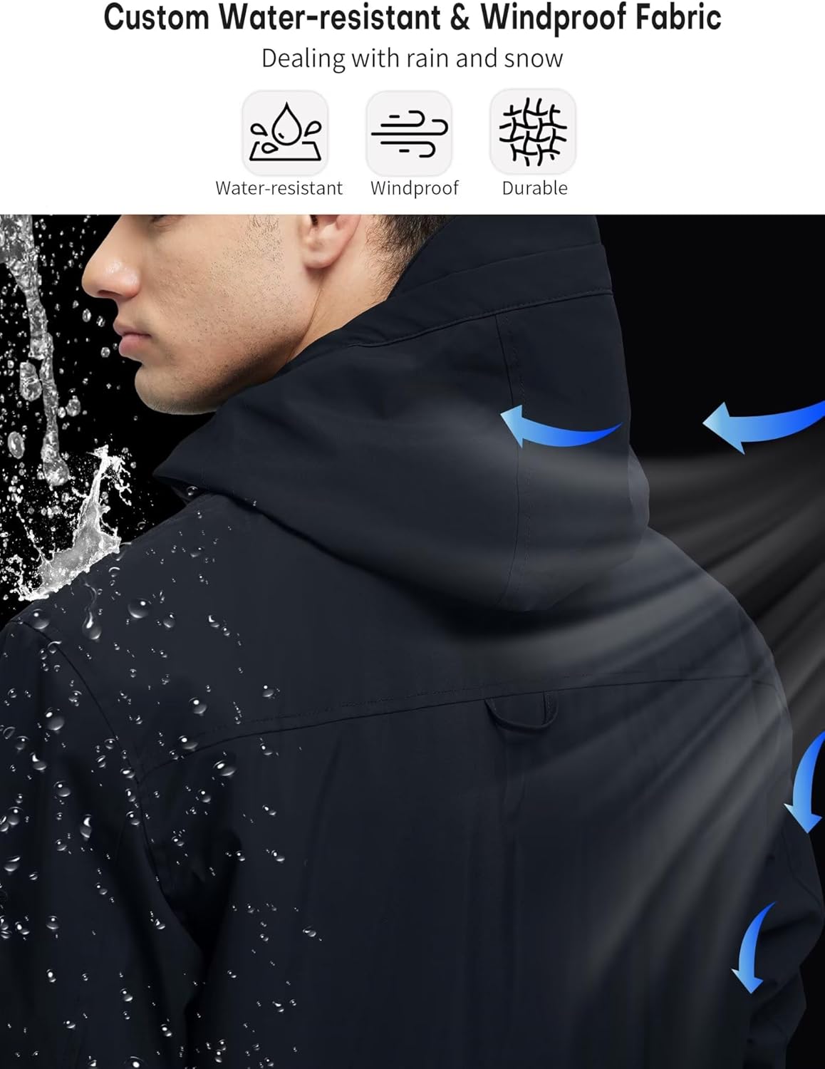 Mens 3 in 1 Waterproof Winter Jackets Ski Warm Snow Rain Coat Puffer Liner Hood Windbreaker · v2