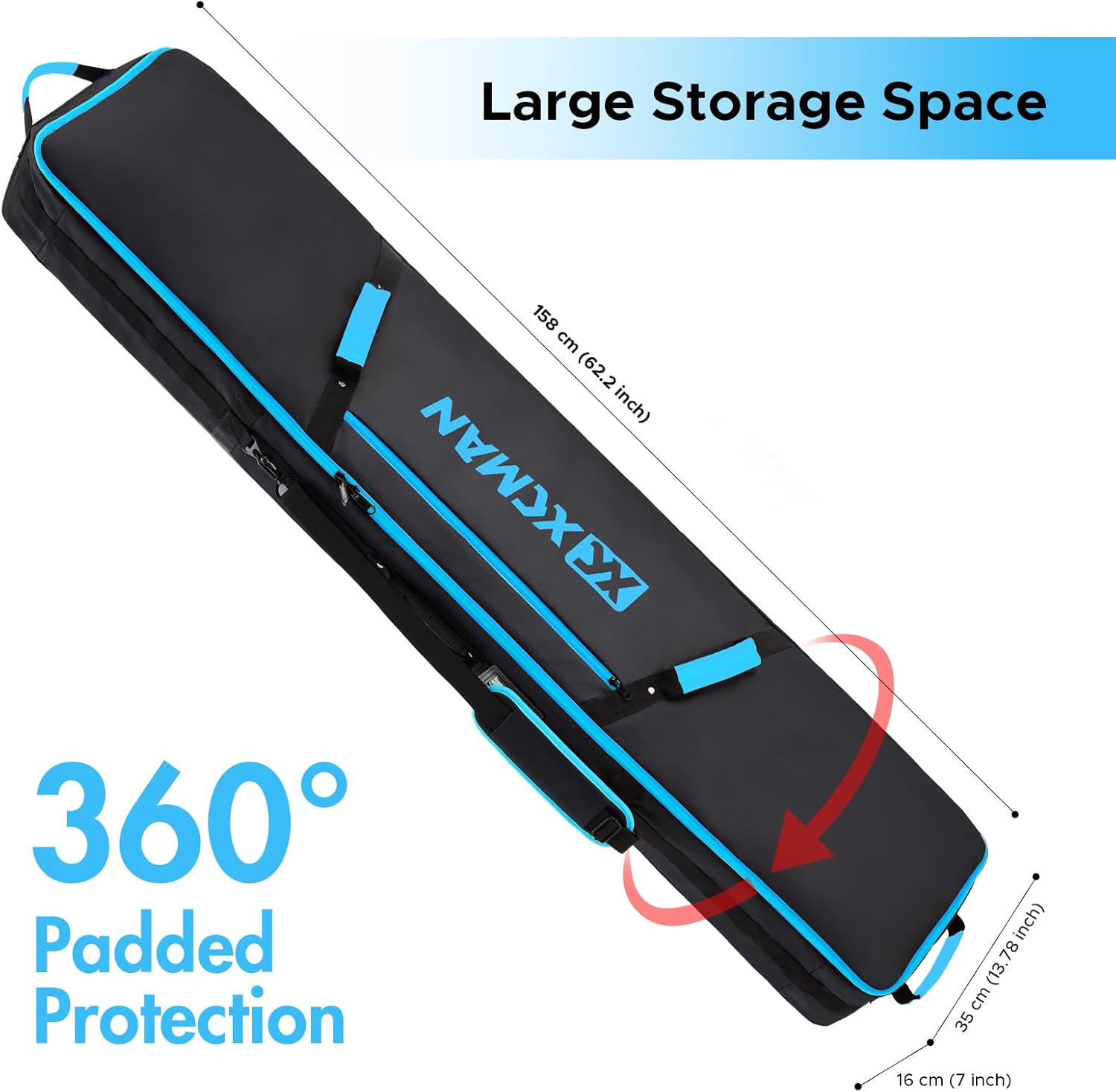XCMAN Snowboard Bag For Air Travel - Fully Padded Ski Bag Waterproof Snowboarding Bag for Travel Snowboard Boots · v3