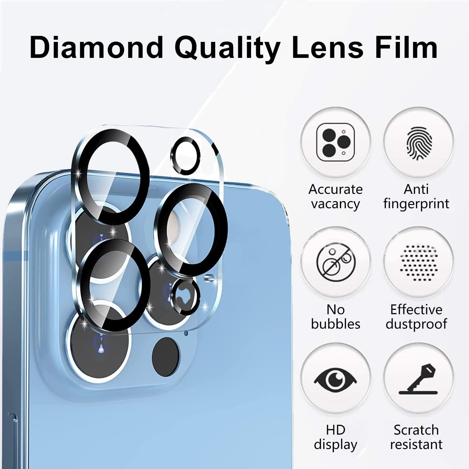 Kamera-Objektivschutz aus gehärtetem Glas (für iPhone 16-Serie) (16 Pro), 2er-Pack