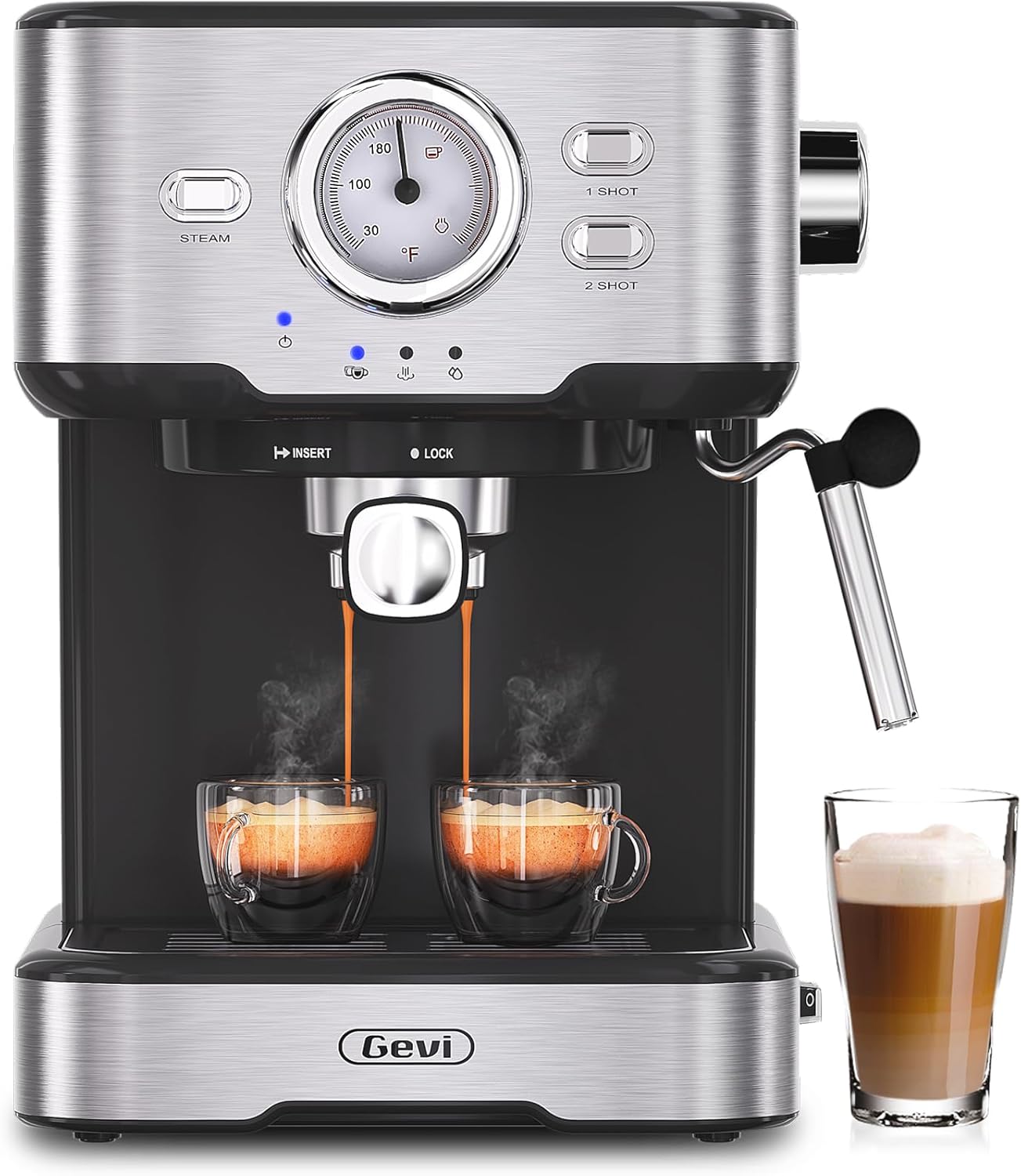 Gevi Espresso Machine High Pressure,Compact Espresso Machines with Milk Frother Steam Wand,Cappuccino  Latte Maker with Volume Control for Home,Espresso Maker，Gift for Coffee Lover, Dad or Mom · v2