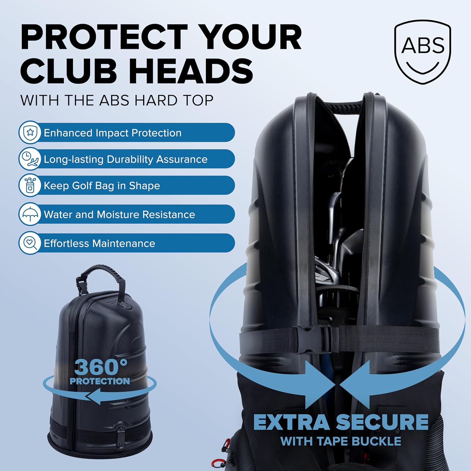 Golf Travel Bag for Airlines: Hard Case Top, Waterproof Zippers, 1680D Oxford Fabric, Built-in TSA Lock, Oversized Tank Wheels, Lightweight, Easy to Maneuver – Maximum Club Protection · v5