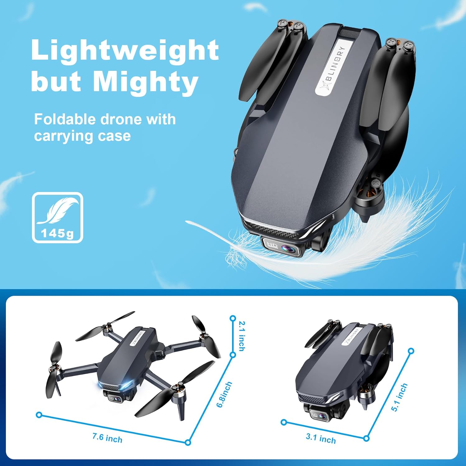 Drone con fotocamera 2K, drone pieghevole con motore brushless, flusso ottico, ribaltamenti 3D, Waypoint Fly, Selfie gestuale, decollo/atterraggio con una chiave, 2 batterie, mini droni per adulti e principianti