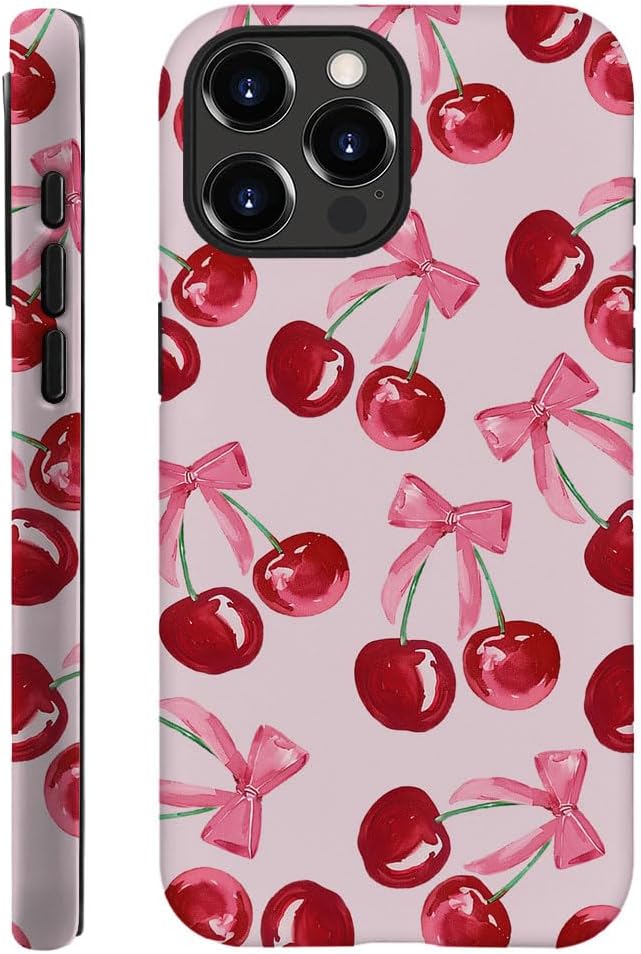 DAIZAG Case Compatible with for iPhone 16 Pro Max,Pink Ribbon Bow Cherry Colorful Phone Case for iPhone 16 Pro Max for Girl Women Boy Men · v2