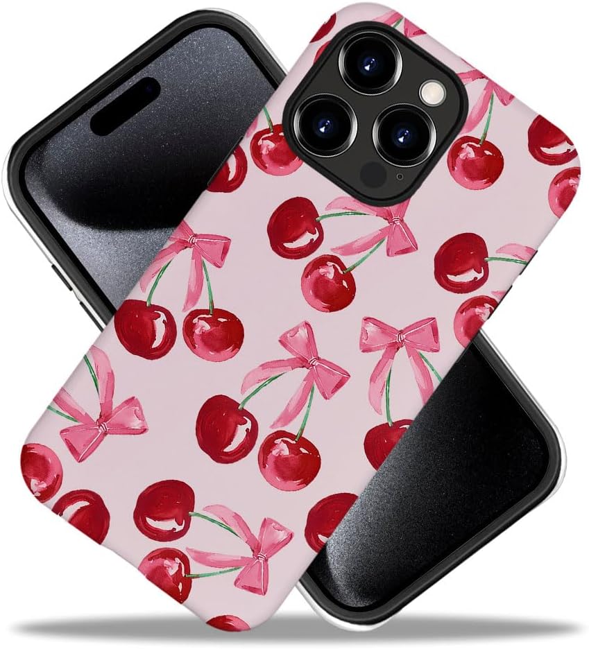 DAIZAG Case Compatible with for iPhone 16 Pro Max,Pink Ribbon Bow Cherry Colorful Phone Case for iPhone 16 Pro Max for Girl Women Boy Men · v2
