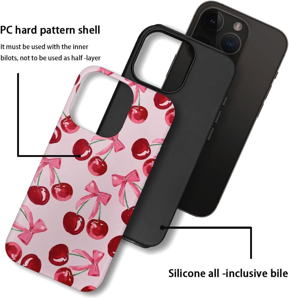 DAIZAG Case Compatible with for iPhone 16 Pro Max,Pink Ribbon Bow Cherry Colorful Phone Case for iPhone 16 Pro Max for Girl Women Boy Men · v2