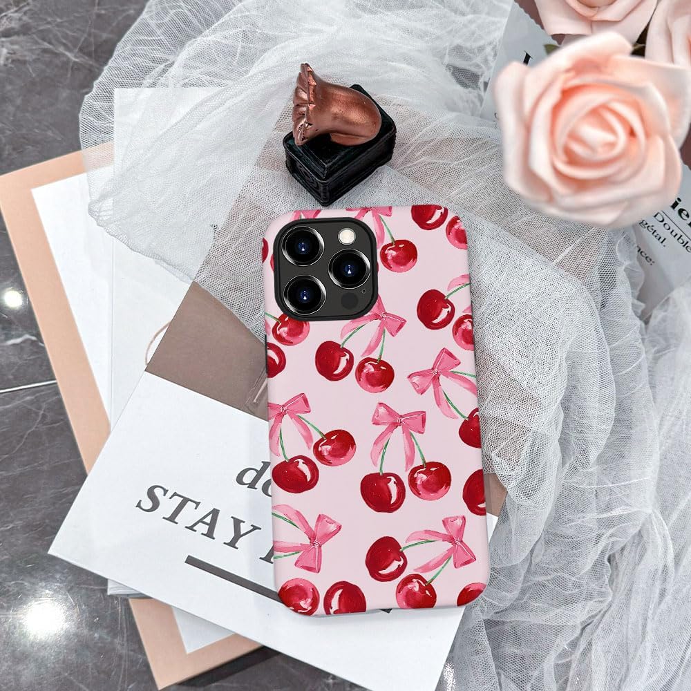 DAIZAG Case Compatible with for iPhone 16 Pro Max,Pink Ribbon Bow Cherry Colorful Phone Case for iPhone 16 Pro Max for Girl Women Boy Men · v2
