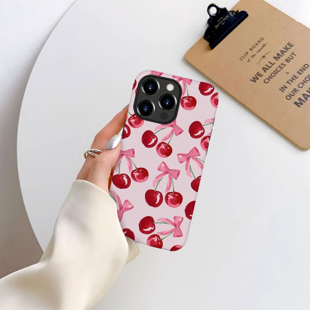 DAIZAG Case Compatible with for iPhone 16 Pro Max,Pink Ribbon Bow Cherry Colorful Phone Case for iPhone 16 Pro Max for Girl Women Boy Men · v2