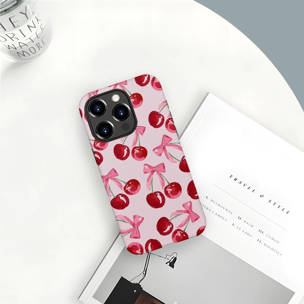 DAIZAG Case Compatible with for iPhone 16 Pro Max,Pink Ribbon Bow Cherry Colorful Phone Case for iPhone 16 Pro Max for Girl Women Boy Men · v2
