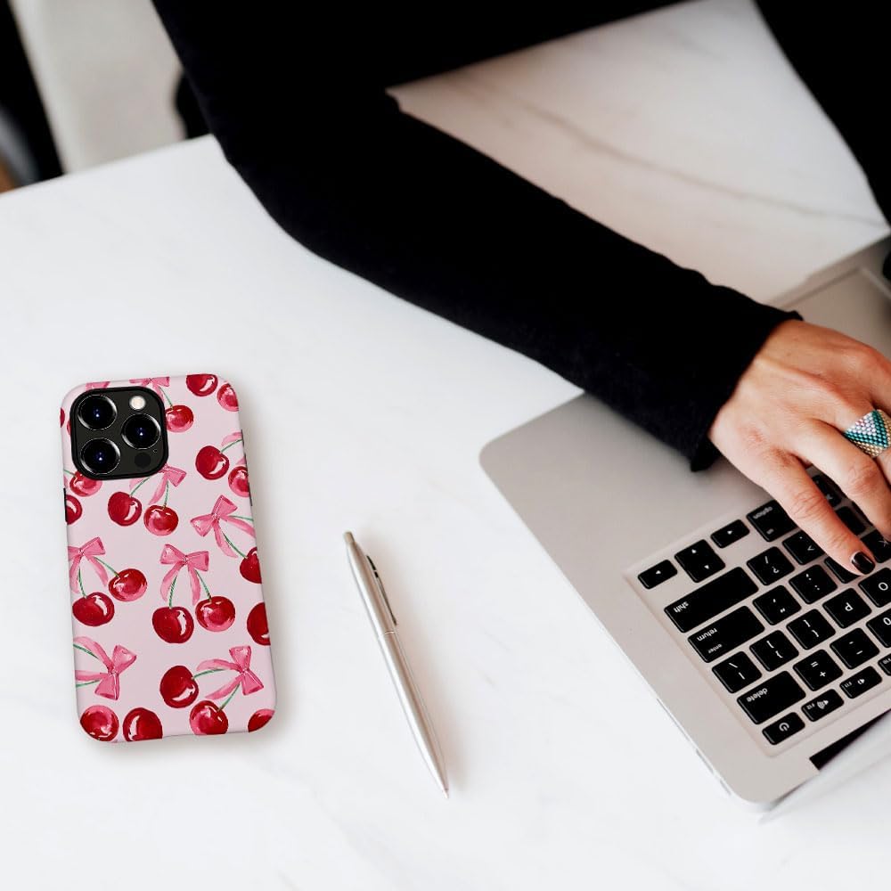 DAIZAG Case Compatible with for iPhone 16 Pro Max,Pink Ribbon Bow Cherry Colorful Phone Case for iPhone 16 Pro Max for Girl Women Boy Men · v2