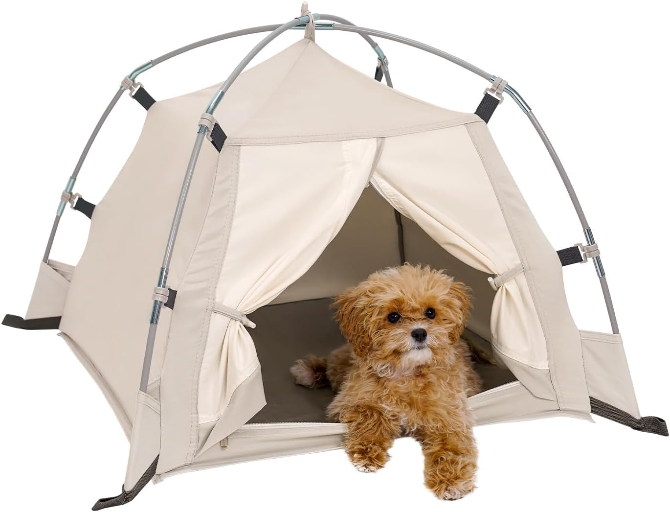 DDASUMMI Portable Pet Teepee Waterproof  Durable PE Floor Mat Dog amp; Cat House for Indoor/Outdoor, Camping Dog Tent Stable and Comfortable for Pets (Grey, M) · v3