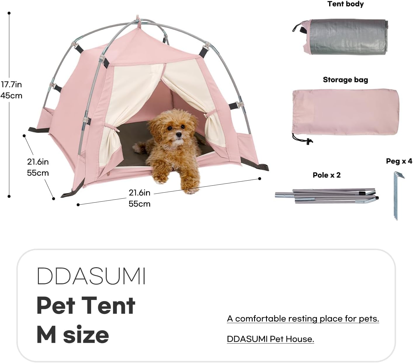 DDASUMMI Portable Pet Teepee Waterproof  Durable PE Floor Mat Dog amp; Cat House for Indoor/Outdoor, Camping Dog Tent Stable and Comfortable for Pets (Grey, M) · v3
