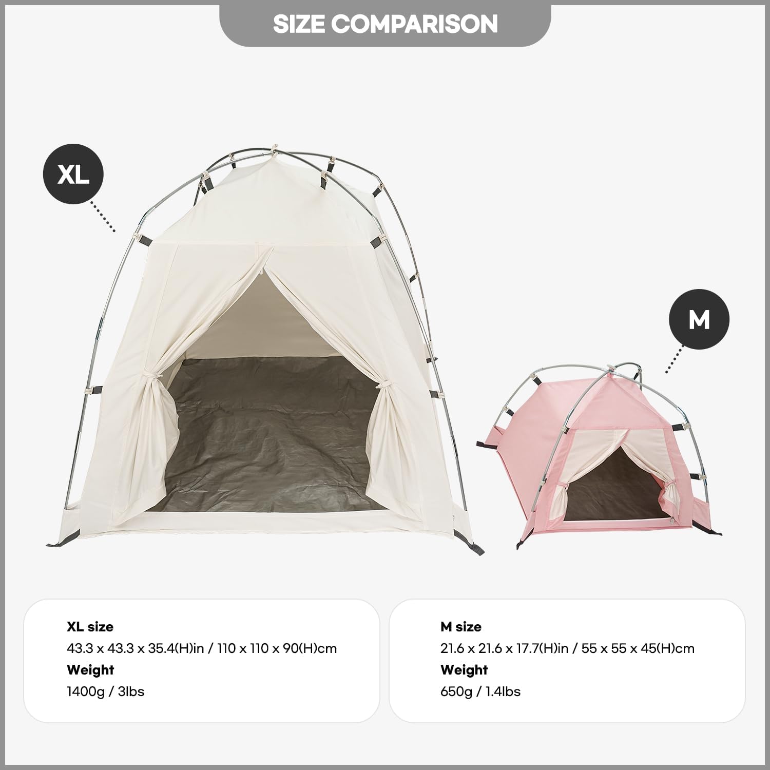 DDASUMMI Portable Pet Teepee Waterproof  Durable PE Floor Mat Dog amp; Cat House for Indoor/Outdoor, Camping Dog Tent Stable and Comfortable for Pets (Grey, M) · v3
