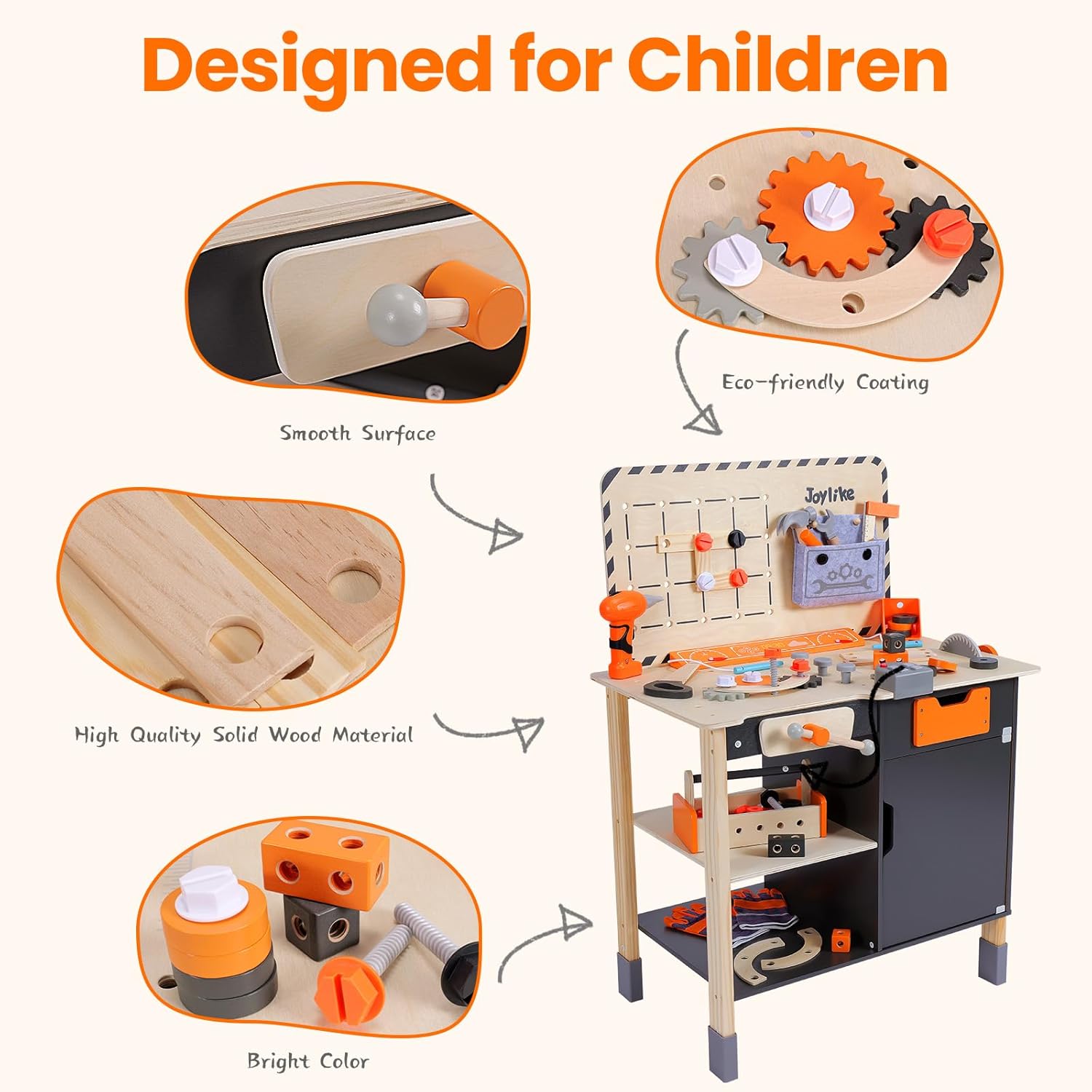 Kids Tool Set - Premium Wooden Toddler Tool Bench with Realistic Tools and Sound Effects, Educational Toy Tool Set for Kids Ages 3-5, 6-8 · v3