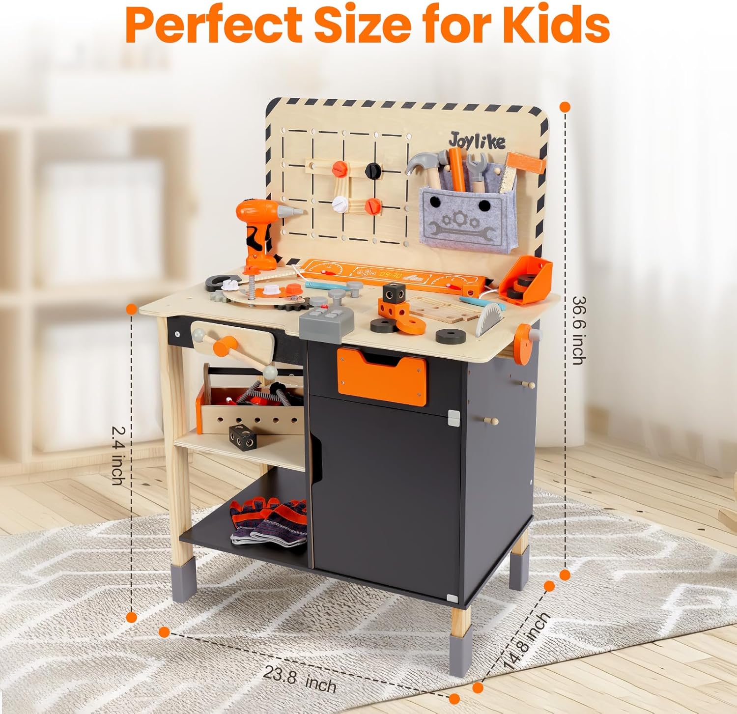 Kids Tool Set - Premium Wooden Toddler Tool Bench with Realistic Tools and Sound Effects, Educational Toy Tool Set for Kids Ages 3-5, 6-8 · v3
