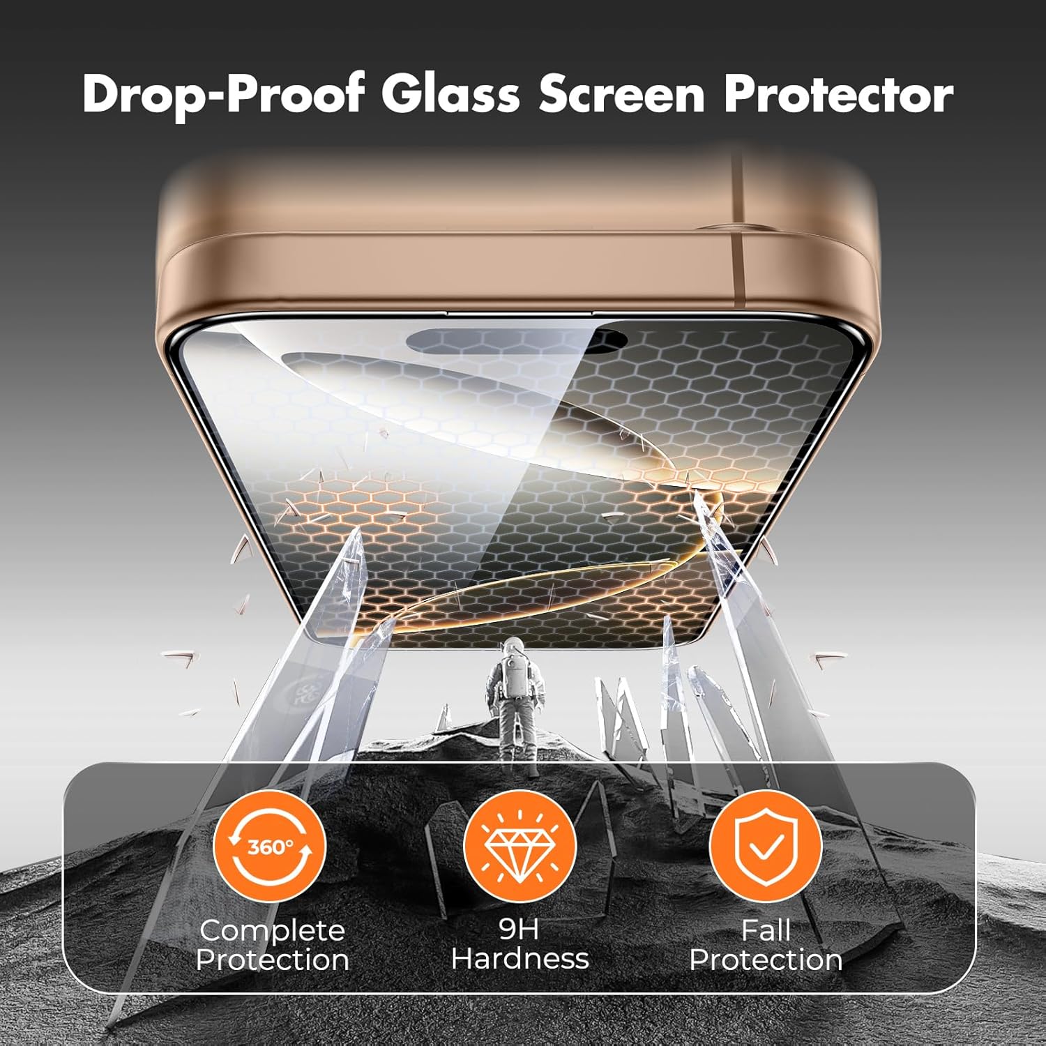 UNBREAKcable Screen Protector for iPhone 16 Pro, Pack of 3, HD Tempered Glass Screen Protector [Full Coverage] [Easy Installation][Free Bubbles][Only for Apple iPhone 16 Pro] · v2
