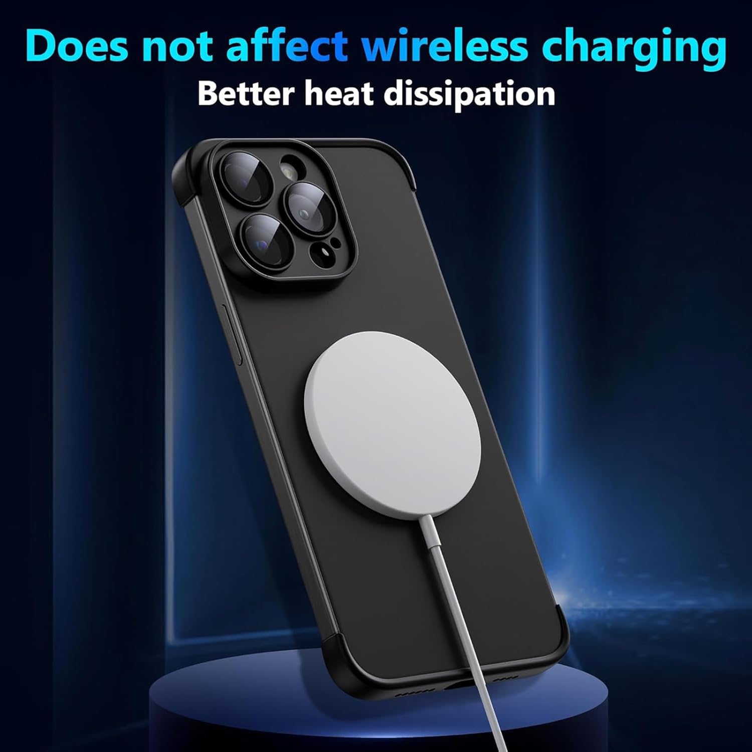 for iPhone 16 Pro Max Case with Camera Lens Protector, No Back Bumper Frameless Design Slim Thin Lightweight Silicone Bumper Cover Compatible with MagSafe Wireless Charging (Gold) · v2