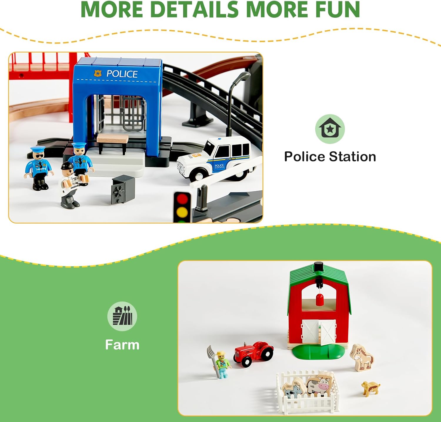 153pcs Wooden Train Set, Toy Train for Boys  Girls, 6 Themed Scenarios Wooden Train Track for Toddlers amp; Kids, Ideal Christmas Birthday Gift Toy for Kids, Compatible with Major Brands · v4