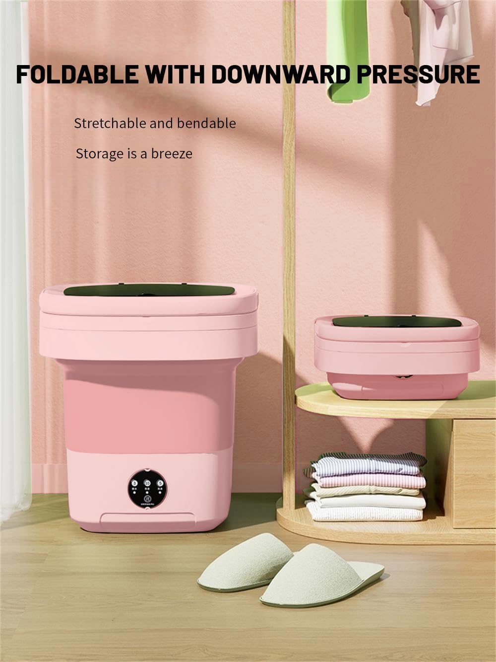 Portable washing machine,Mini Washer,11L upgraded large capacity foldable Washer.Deep cleaning of underwear, baby clothes and other small clothes.Suitable for apartments, dormitories, hotels. (Pink) · v5