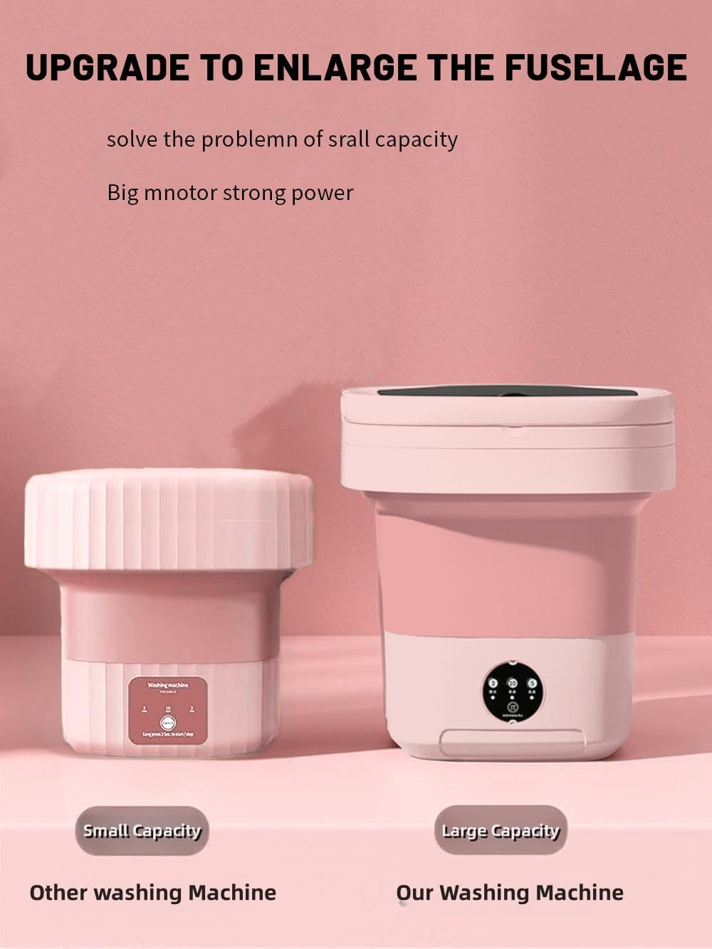 Portable washing machine,Mini Washer,11L upgraded large capacity foldable Washer.Deep cleaning of underwear, baby clothes and other small clothes.Suitable for apartments, dormitories, hotels. (Pink) · v5