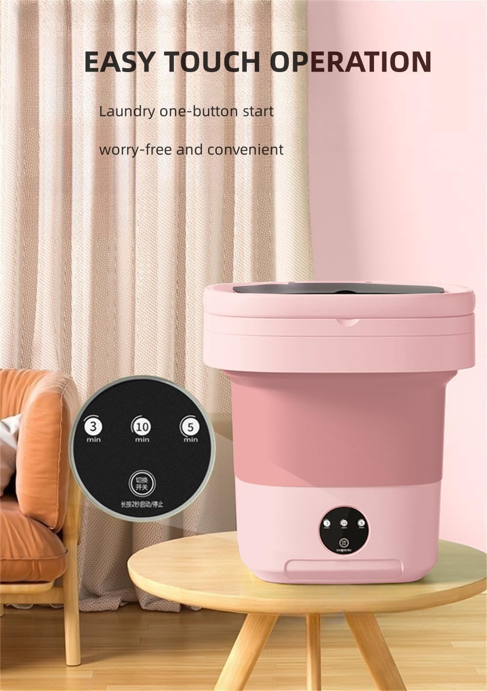 Portable washing machine,Mini Washer,11L upgraded large capacity foldable Washer.Deep cleaning of underwear, baby clothes and other small clothes.Suitable for apartments, dormitories, hotels. (Pink) · v5