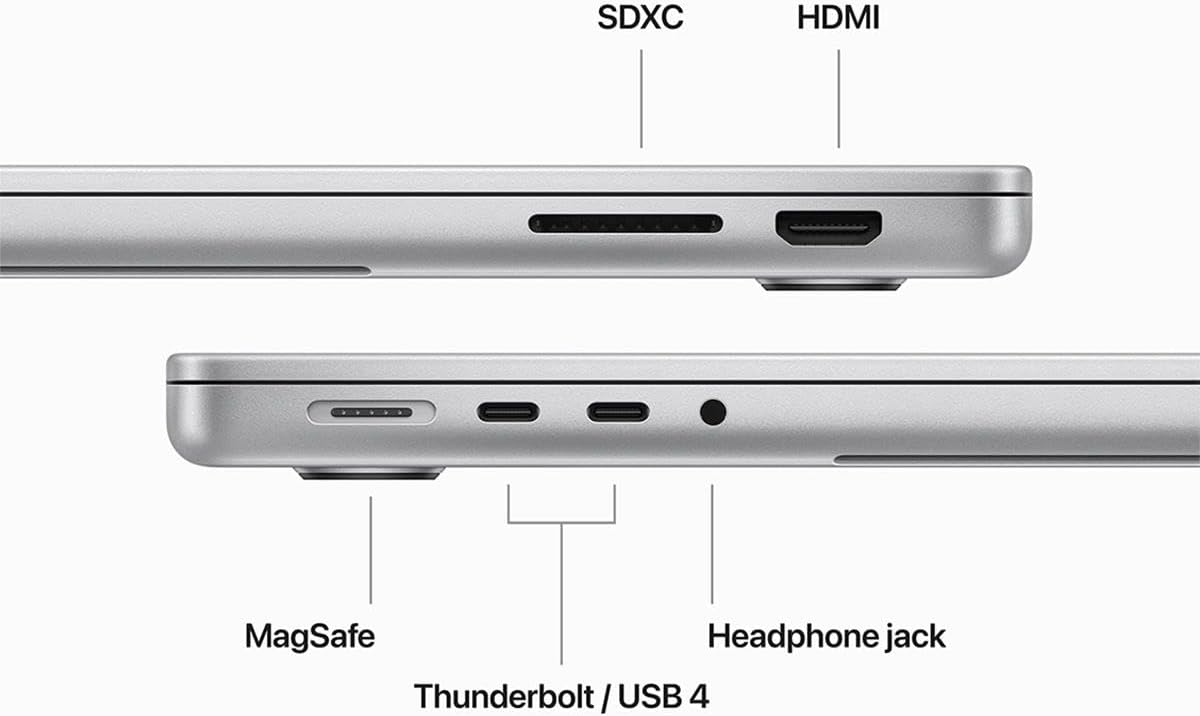 MacBook Pro Apple 14: chip Apple M3 Pro con CPU a 12 core e GPU 18 core, SSD da 1 TB - Nero siderale (argento, SSD da 512 GB)